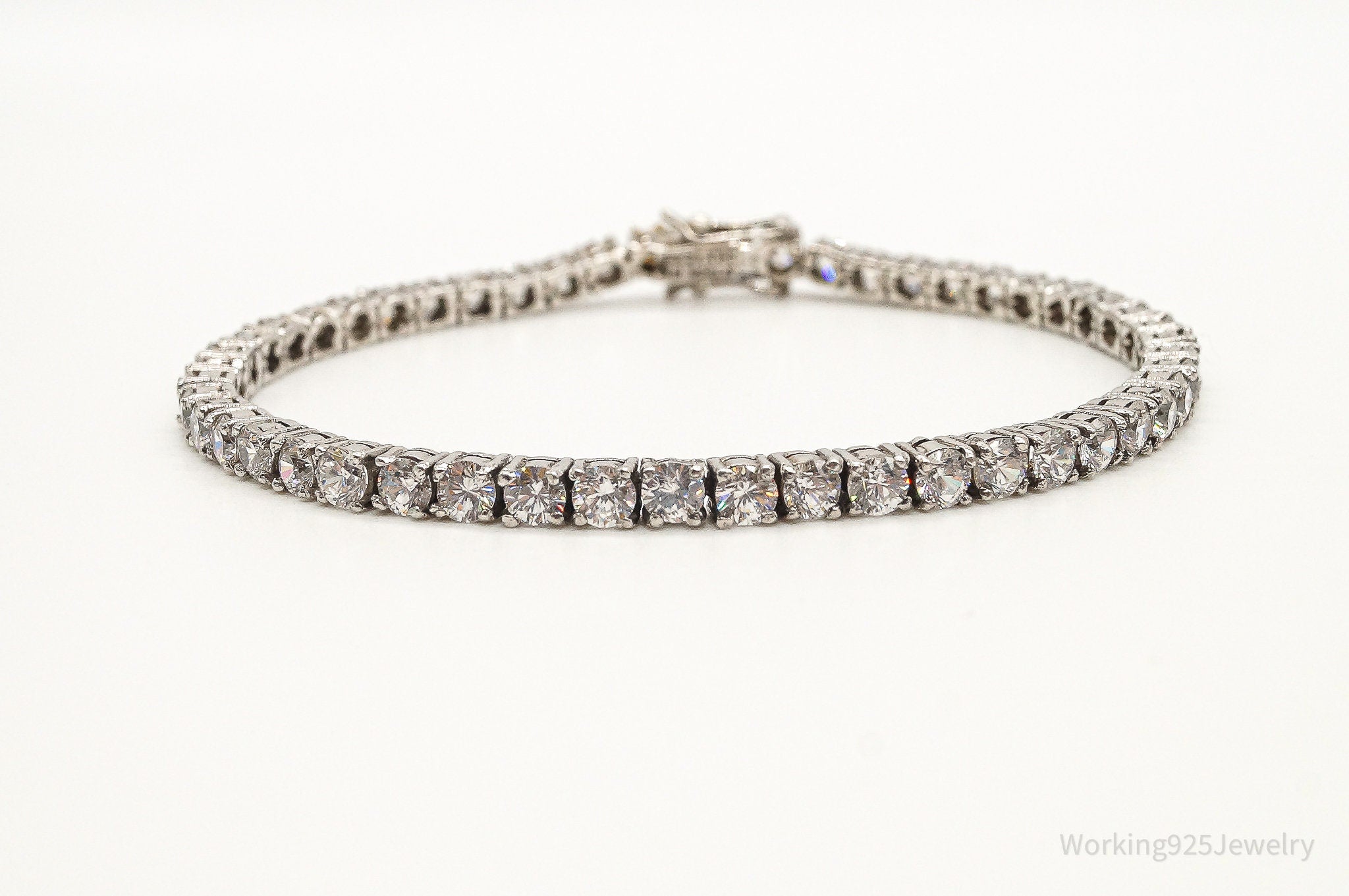 Vintage Classic Cubic Zirconia Sterling Silver Tennis Bracelet