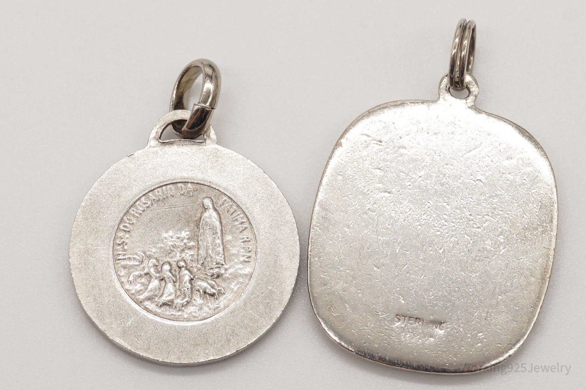 Antique Saints Protection Sterling Silver Pendant Charm Set