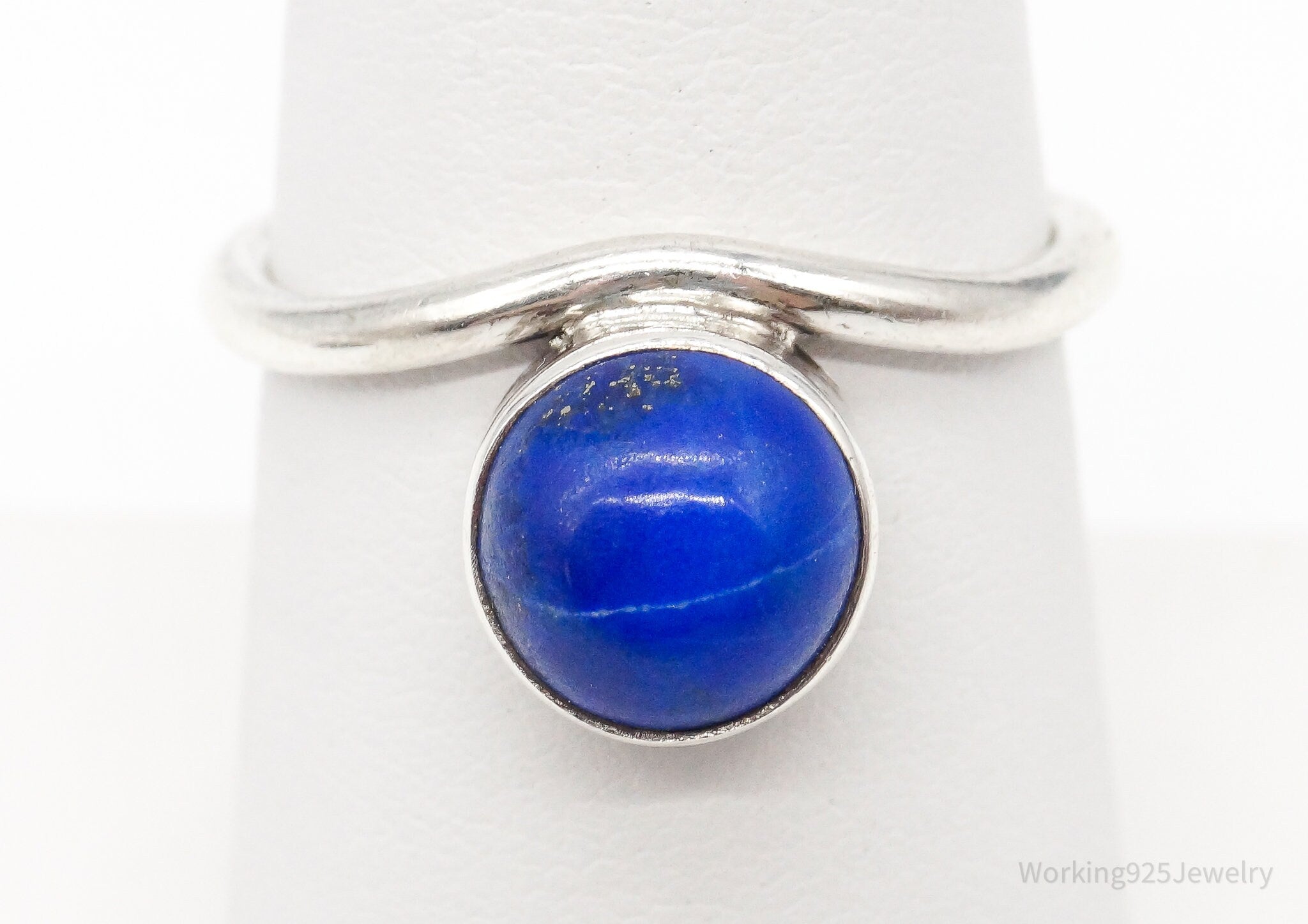 Vintage Blue Lapis Lazuli Sterling Silver Ring - Size 6.5