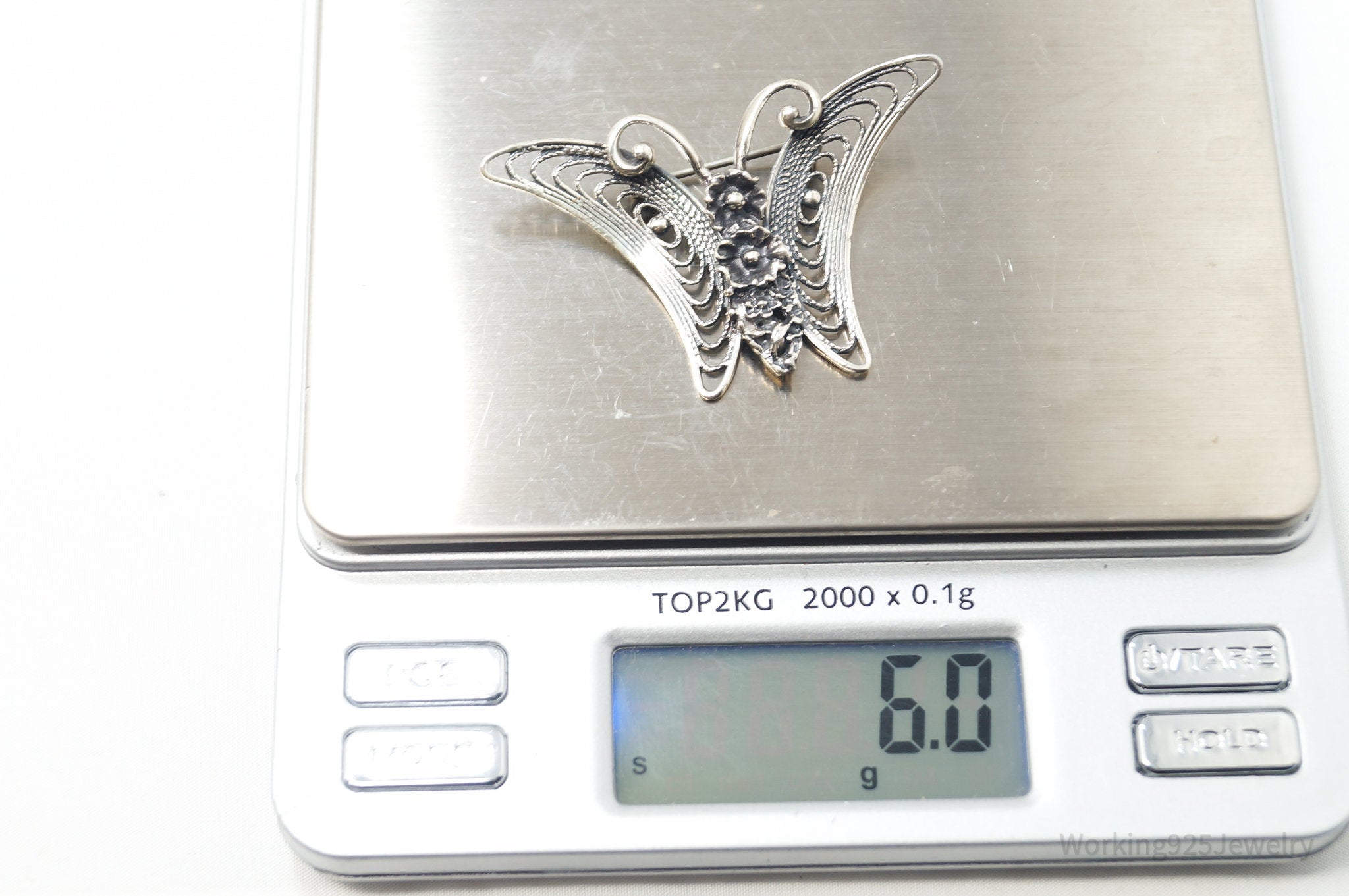 Vintage Designer Beau Filigree Butterfly Modern Sterling Silver Brooch Pin