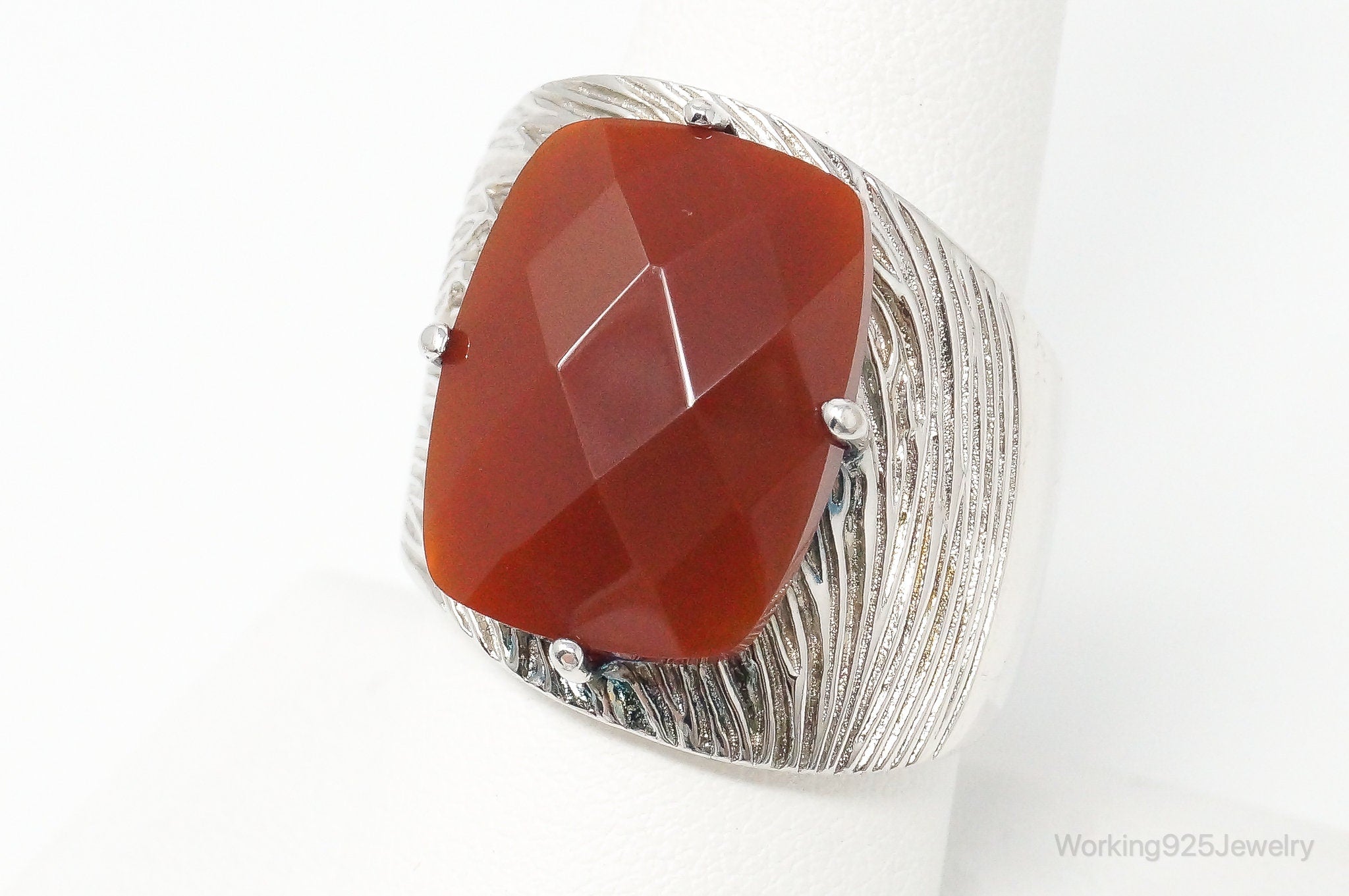 Vintage Designer Elle Carnelian Ruby Sterling Silver Statement Ring Size 9