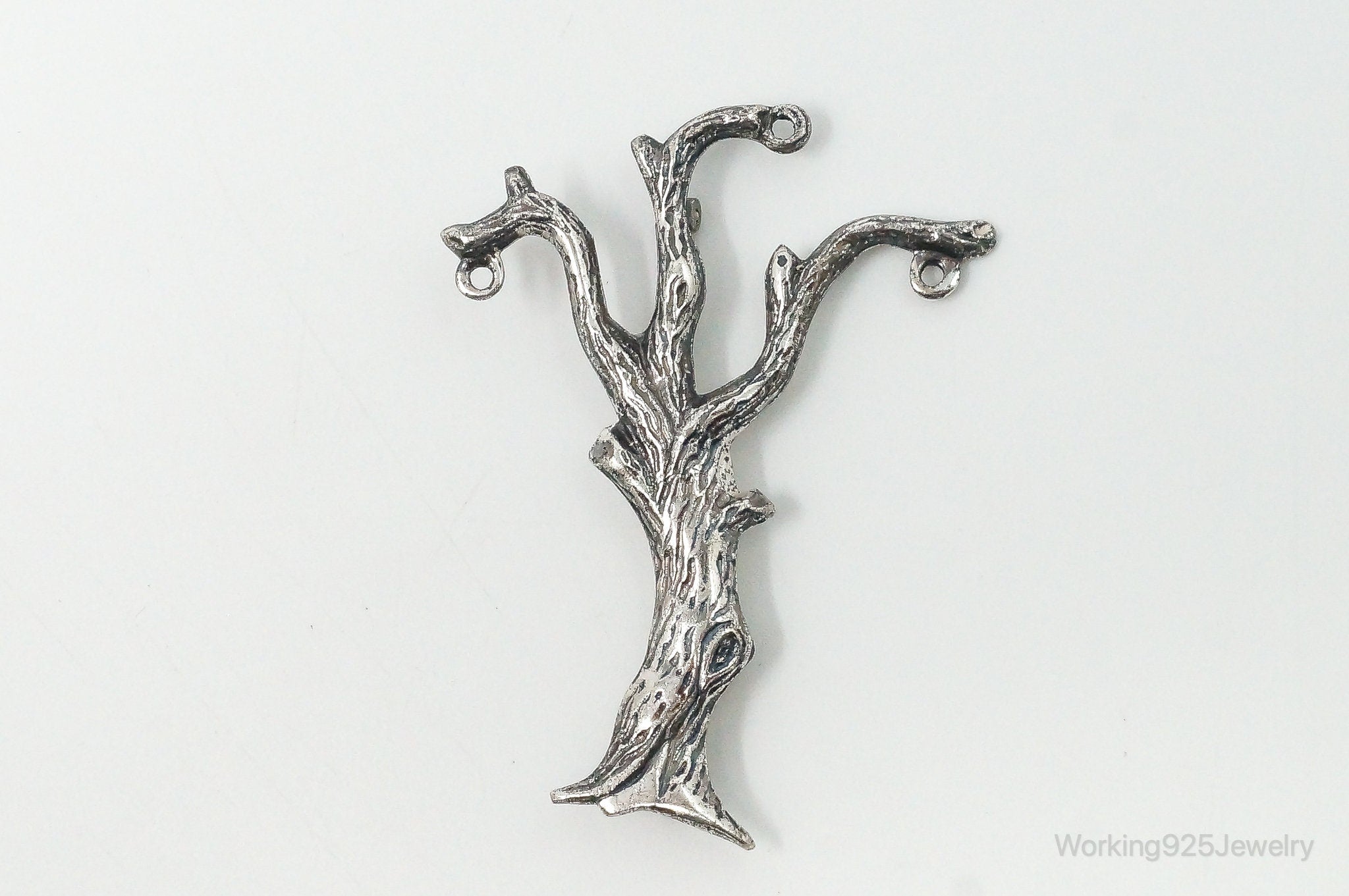 Rare Vintage Designer Concraft Charm Tree Sterling Silver Brooch Pin