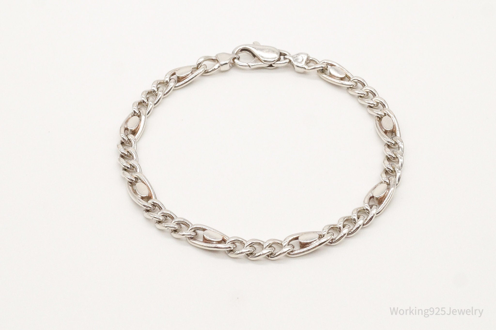 Vintage Italian Modernist Style Sterling Silver Link Bracelet