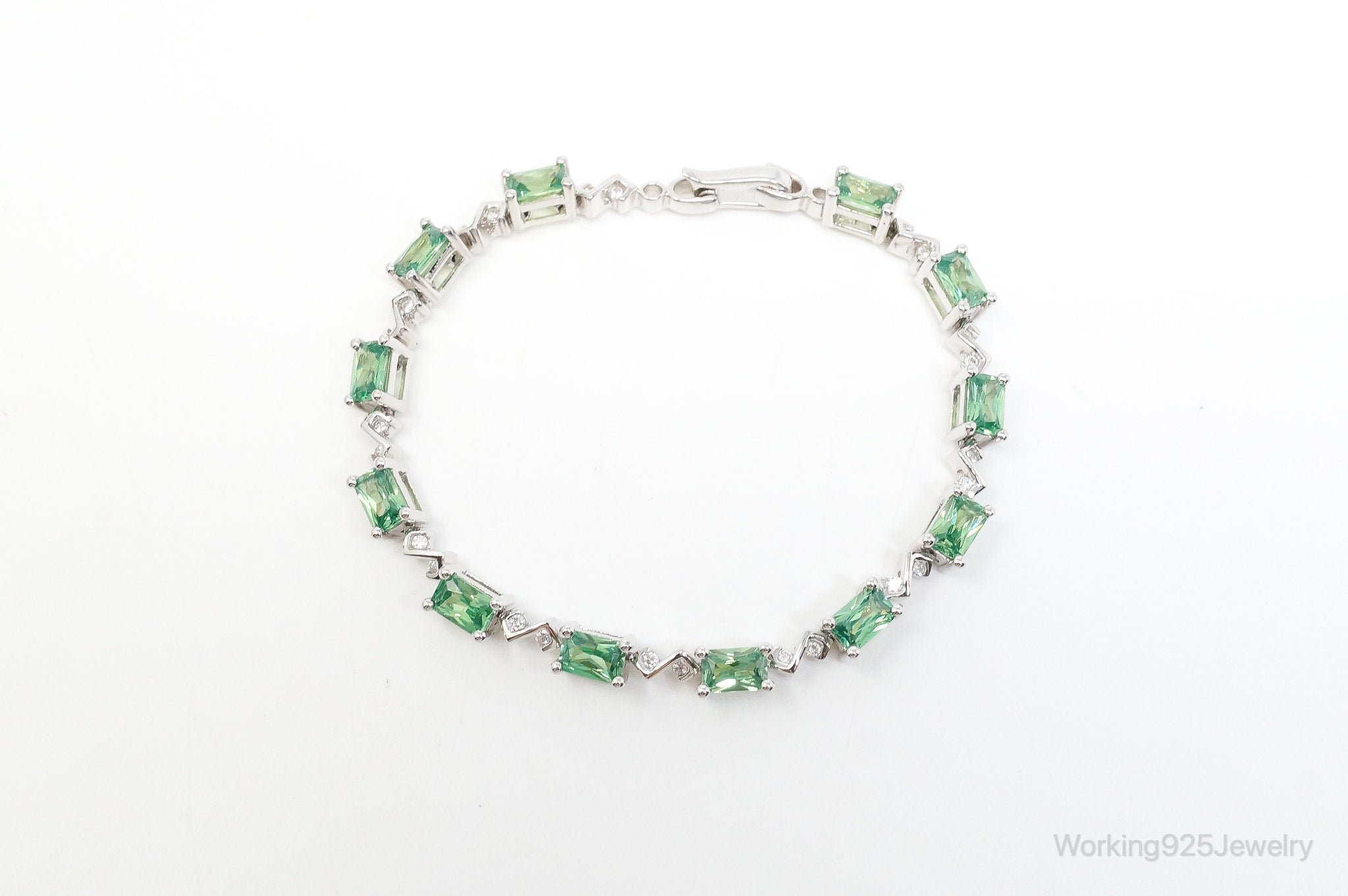 Vintage Green Mystic Topaz Cubic Zirconia Sterling Silver Bracelet