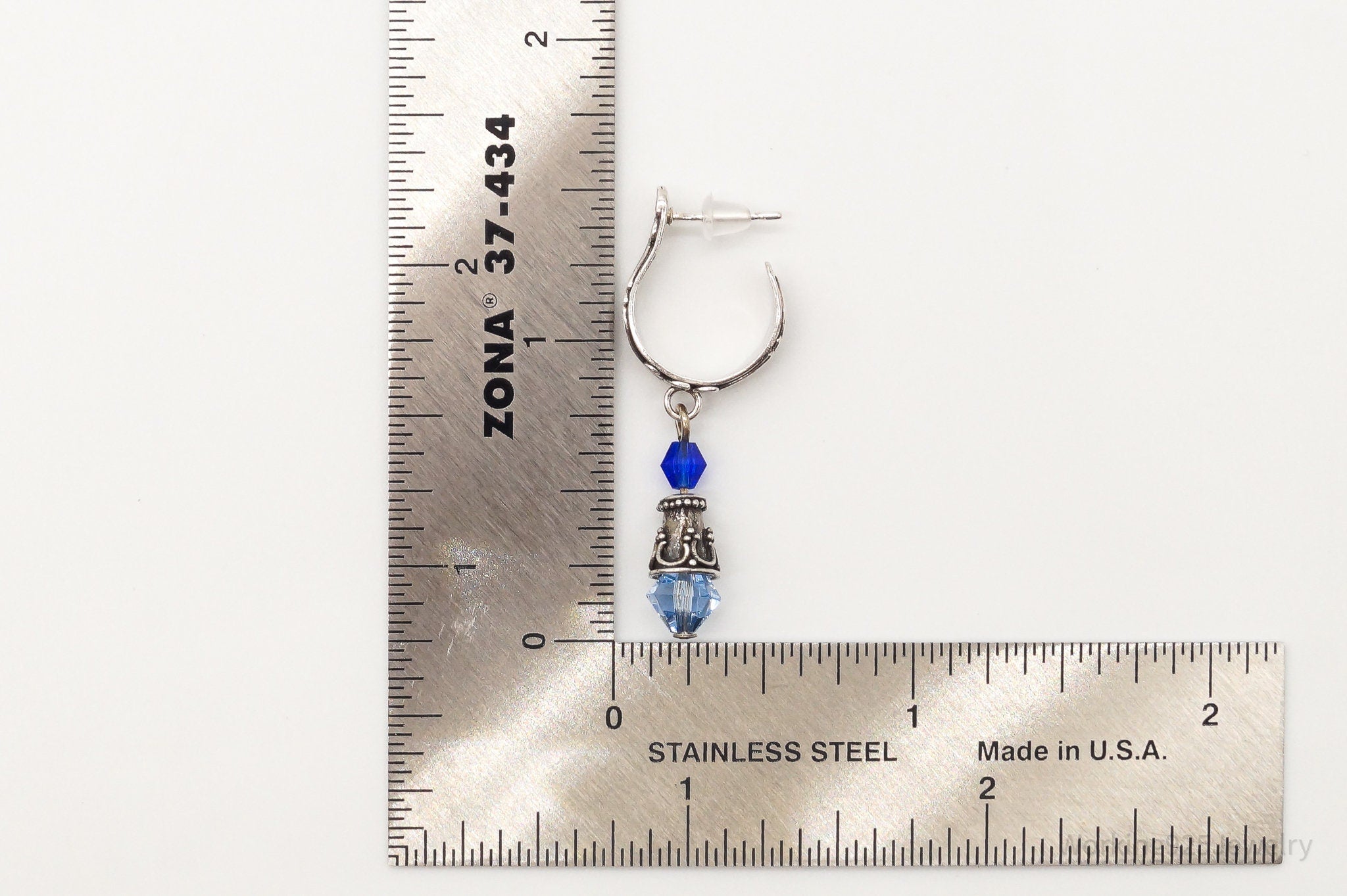 Vintage Bali Inspired Blue Bead Silver Earrings