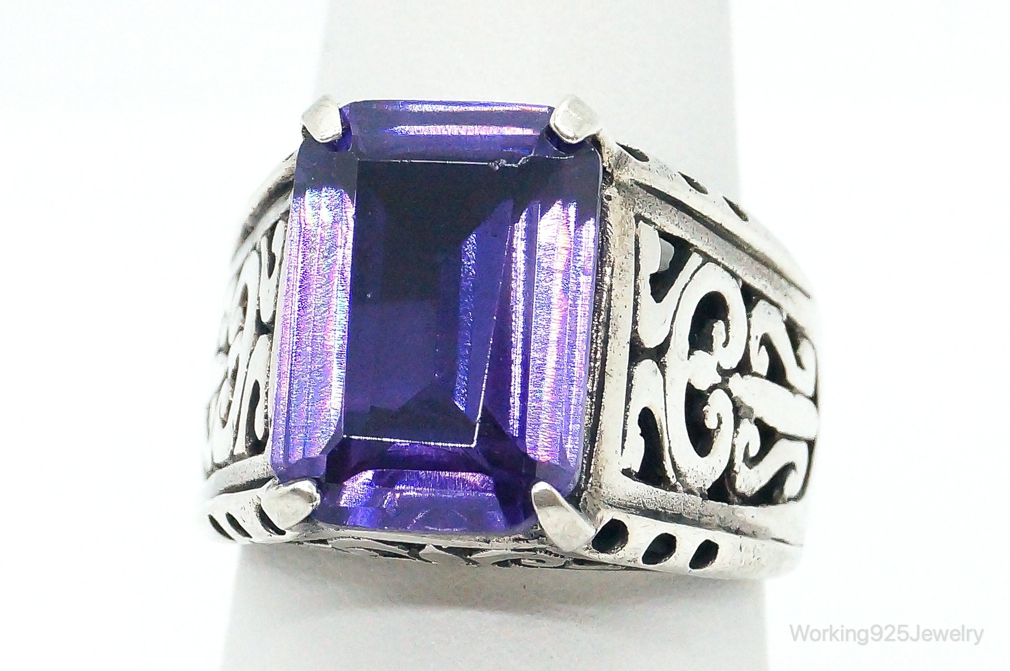 Large Amethyst Sterling Silver Ring - Size 6.75