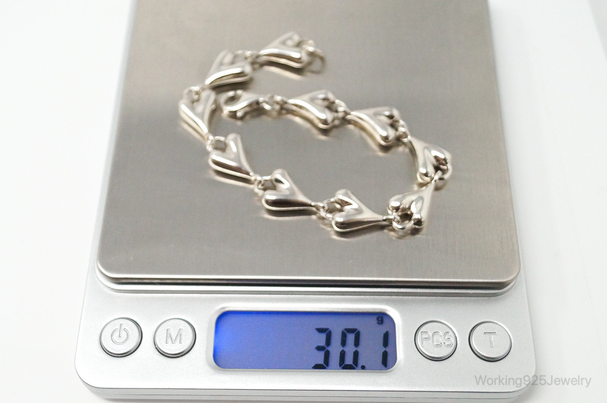 Designer Robert Lee Morris RLM Heart Link Love Sterling Silver Bracelet