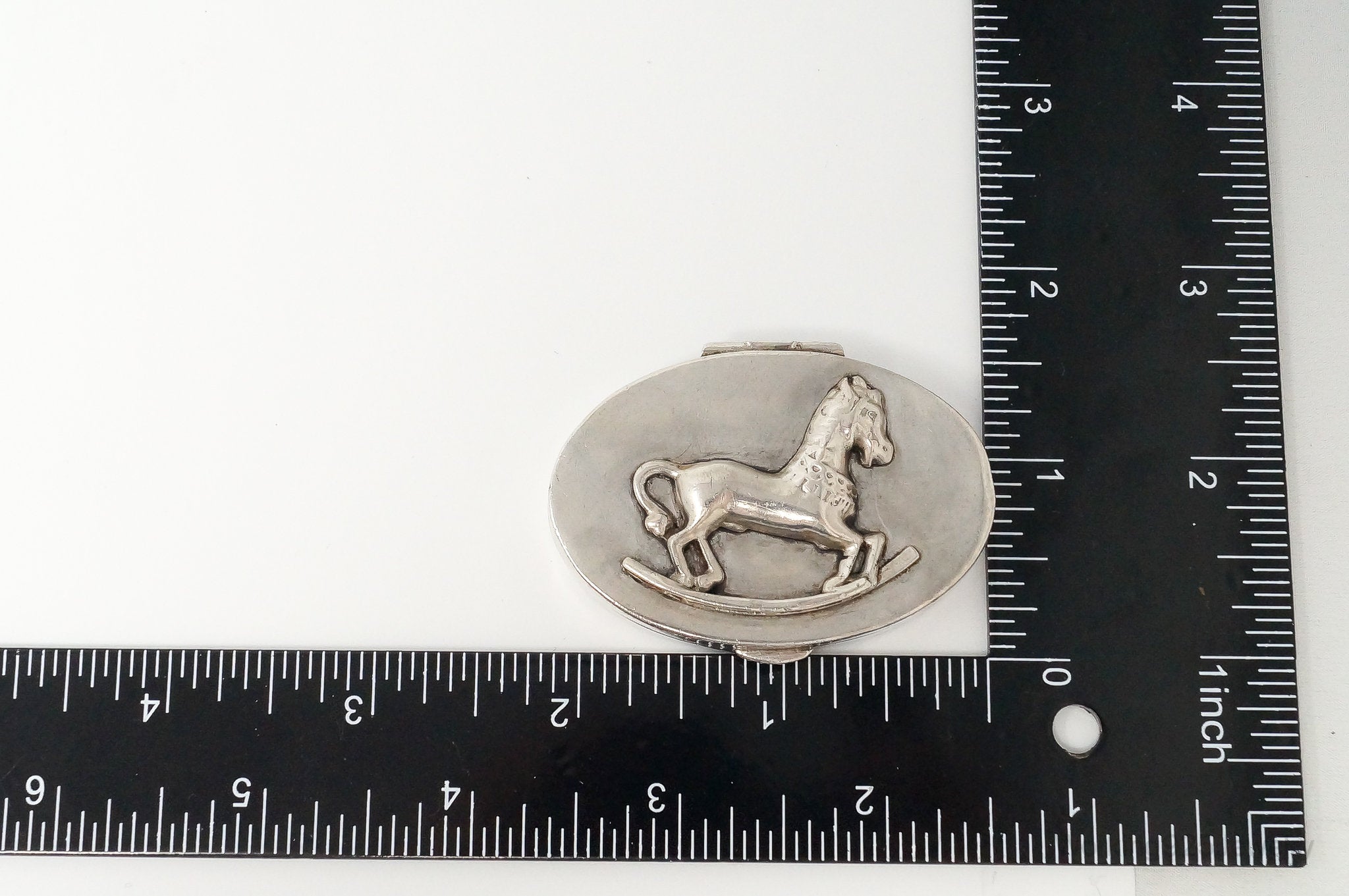 RARE Antique Ari D Norman Rocking Horse Sterling Silver Pill Snuff Beauty Box