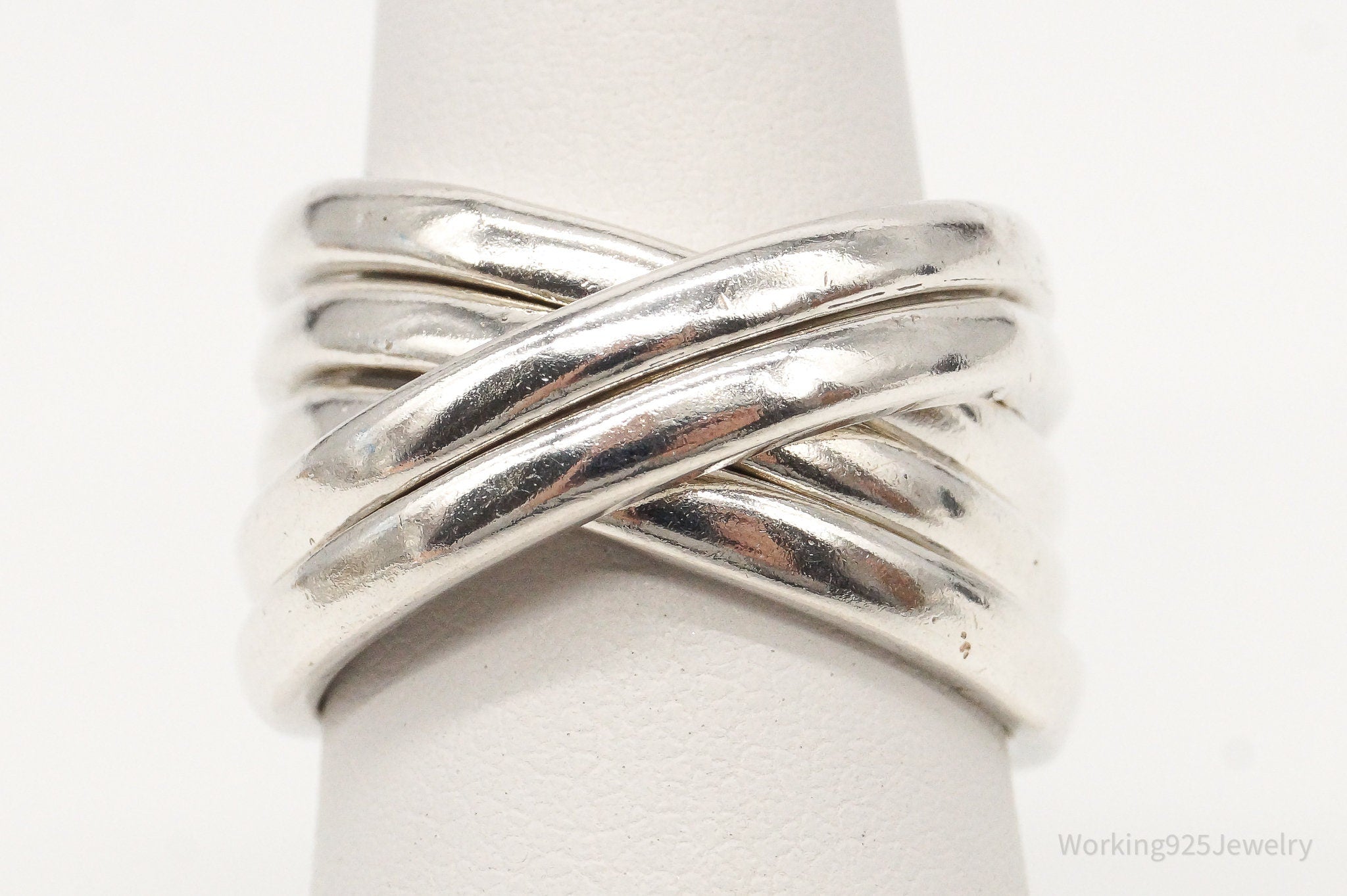 Vintage Intertwined Sleek Modern Sterling Silver Ring - Size 5.75