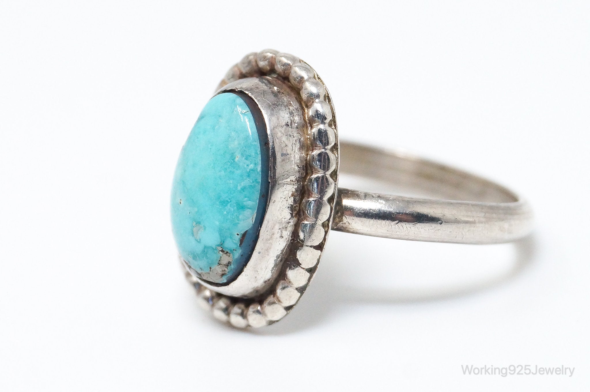 Native American Turquoise Unsigned Sterling Silver Ring - SZ 7.25