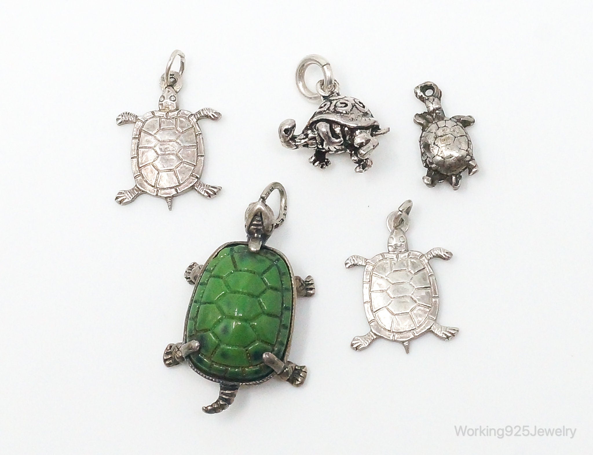 Vintage Antique Ocean Sea Turtles Sterling Silver Charms Lot