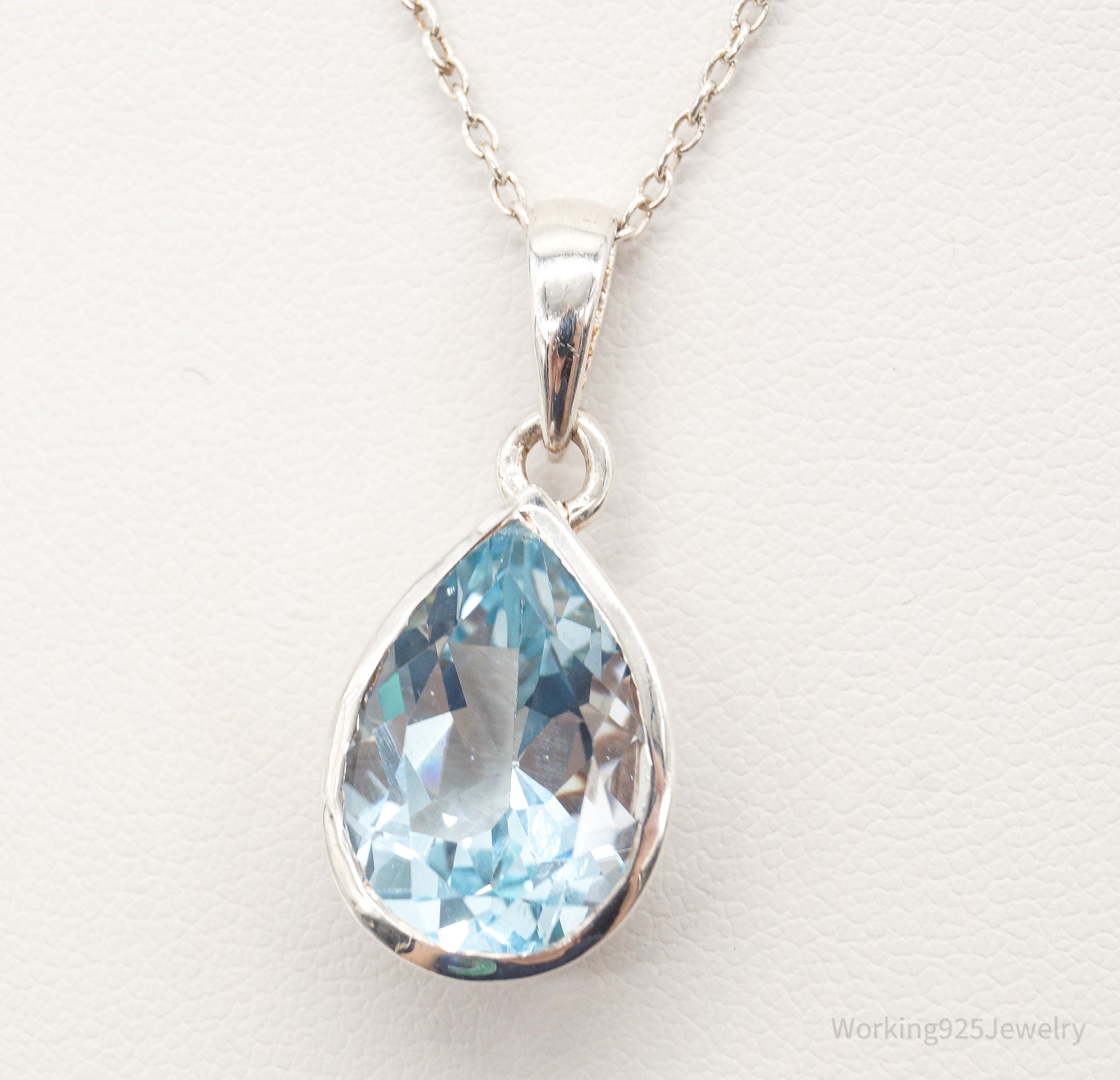 Vintage Blue Topaz Sterling Silver Necklace