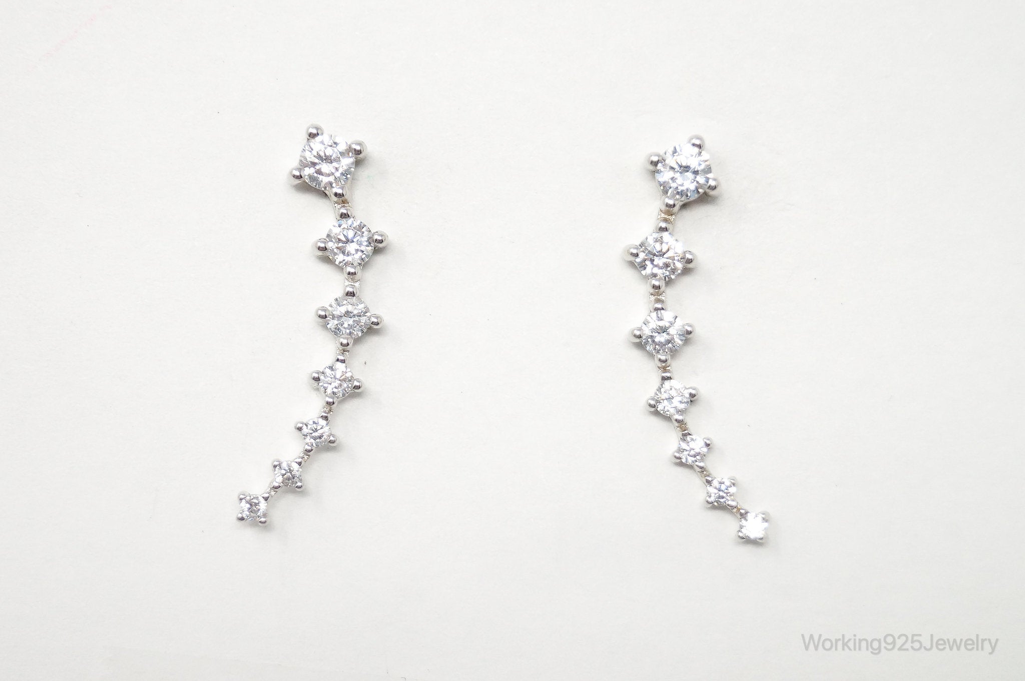 Vintage Cubic Zirconia Sterling Silver Earrings