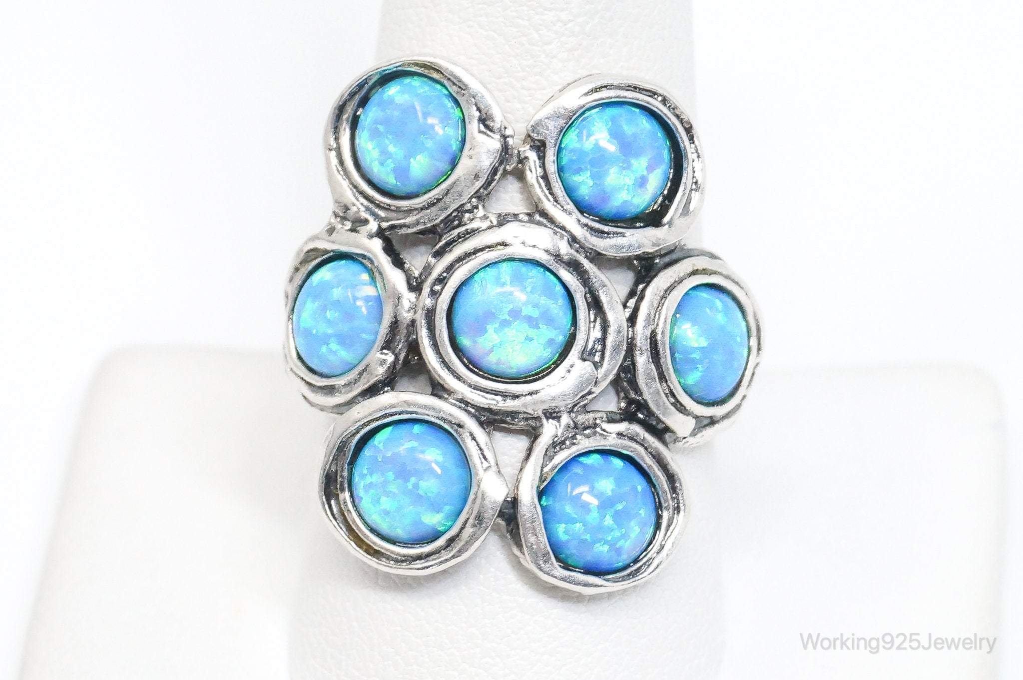 QVC Designer Regina Lane Blue Opal Sterling Silver Ring - SZ 10.25