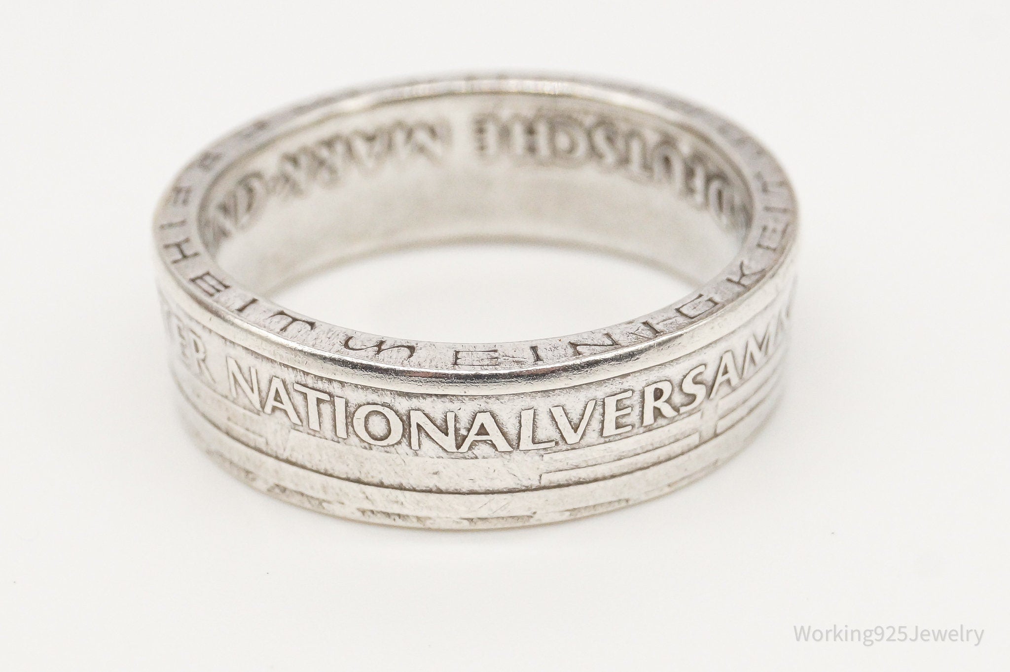 Vintage Frankfurter National Assembly 5 Mark Silver Coin Ring - Size 12.25