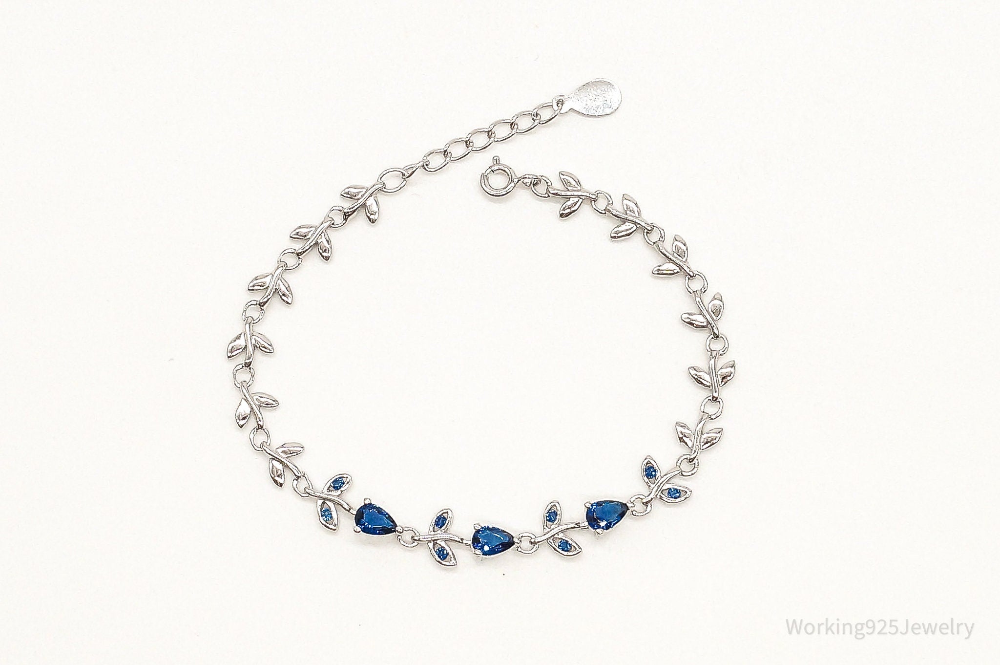 Vintage Designer Lab Sapphire Sterling Silver Bracelet