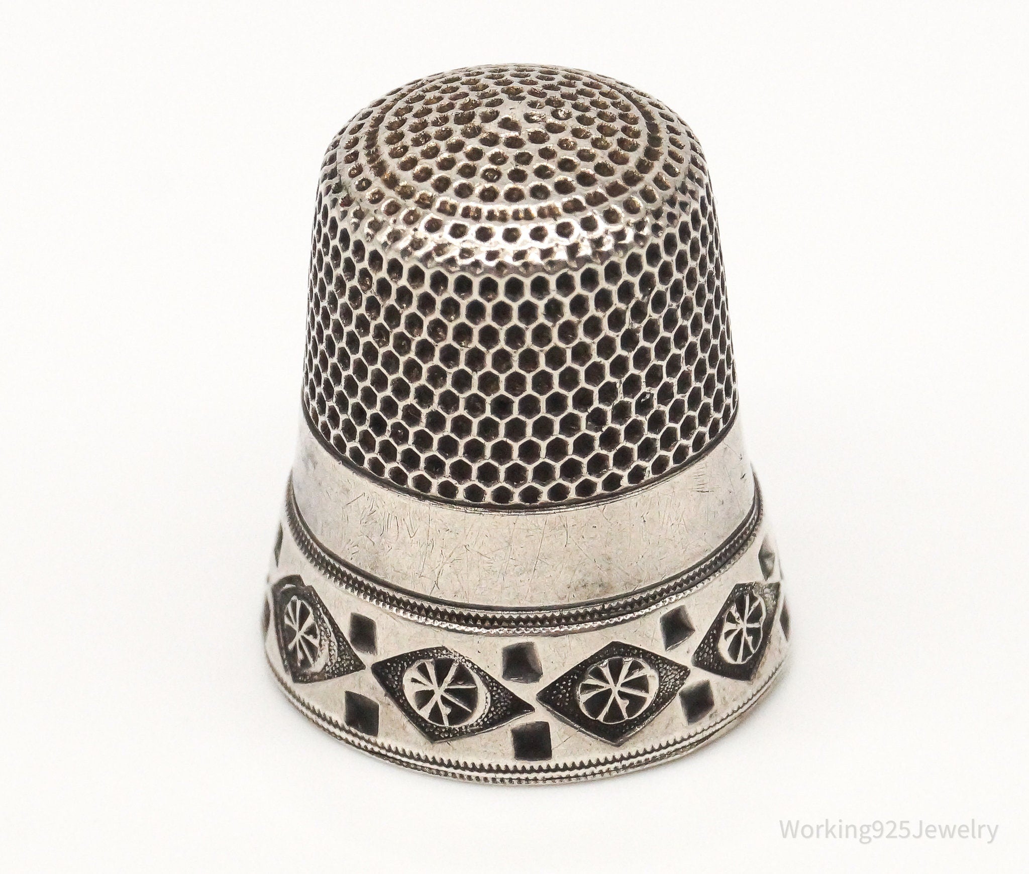 Antique Simons Bros & Co Dome Sterling Silver Thimble Size 12