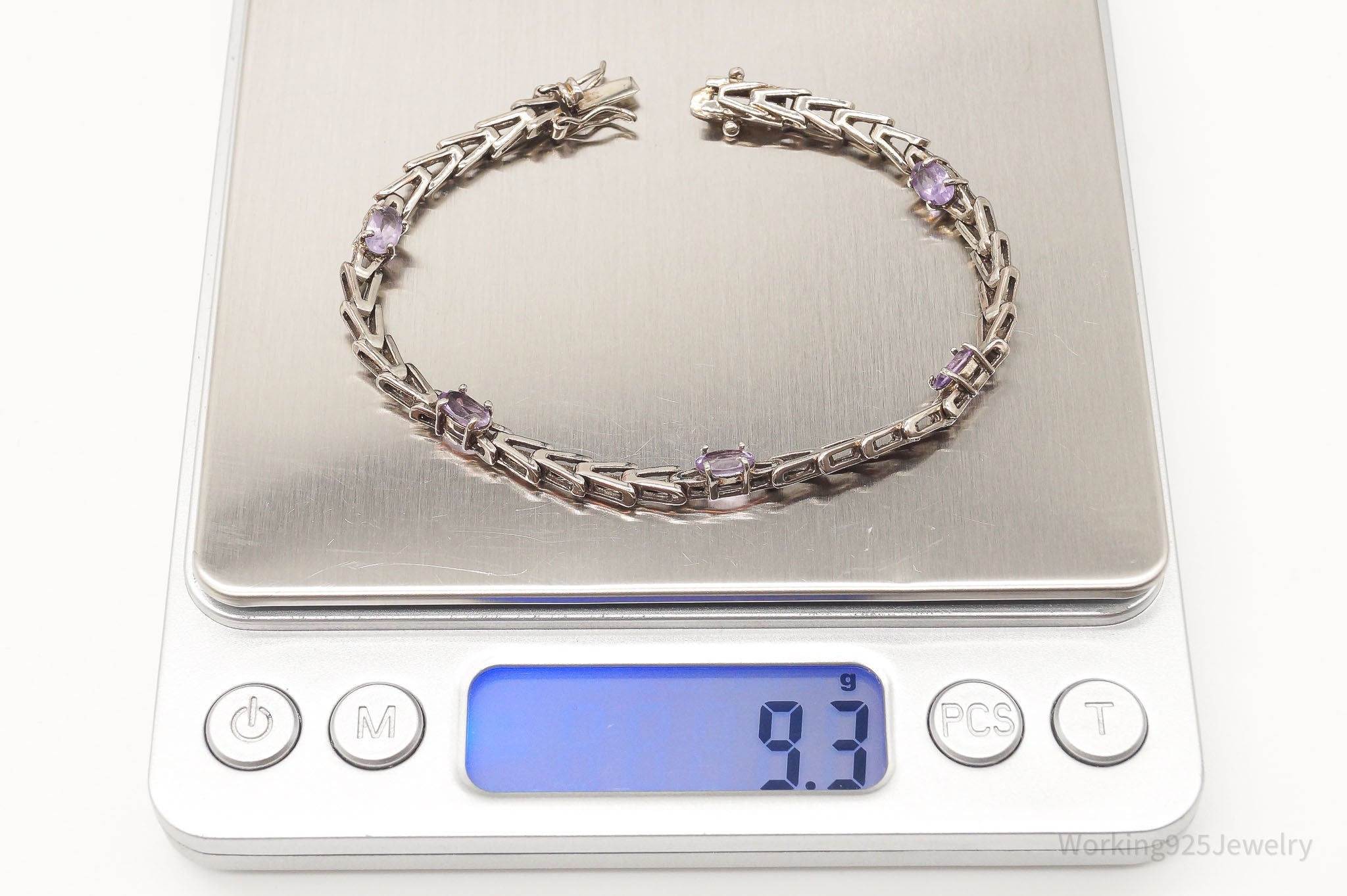 Vintage Designer FAS Amethyst Sterling Silver Plated Bracelet