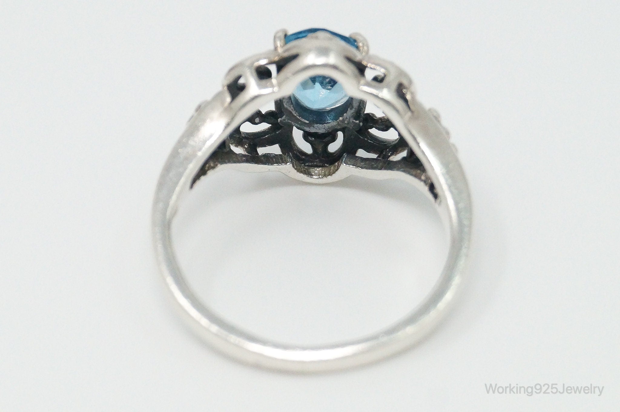 Vintage Blue Topaz Sterling Silver Ring - Size 7