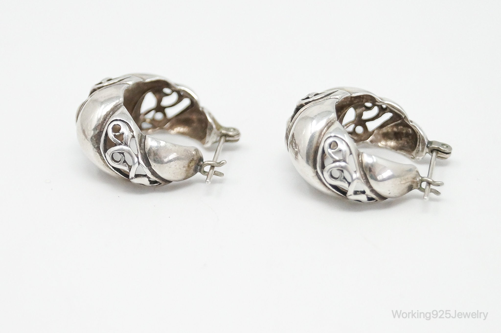 Vintage Bali Inspired Scroll Sterling Silver Earrings