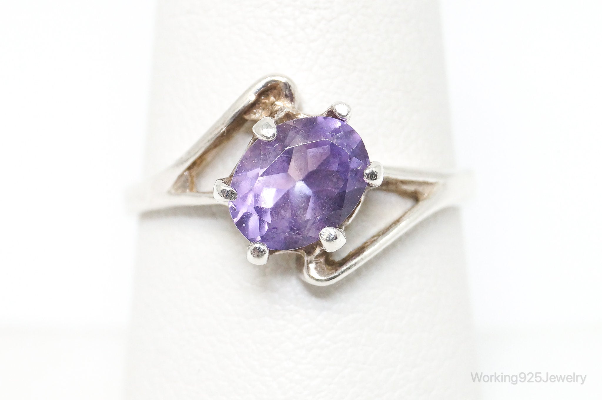 Vintage Amethyst Sterling Silver Ring - Size 8