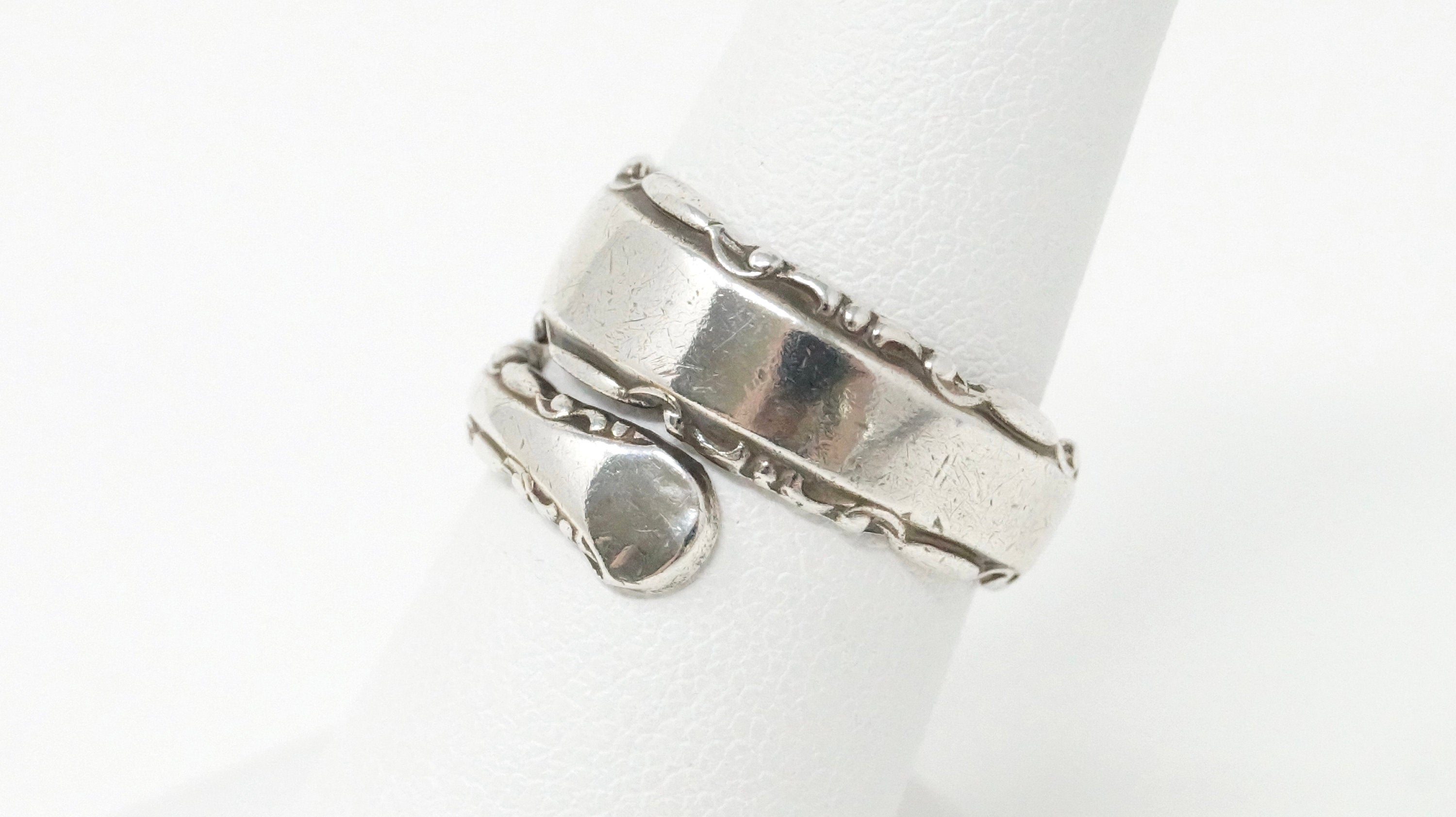 Vintage ALVIN Wrap Adjustable Spoon Sterling Silver Ring - Size 7.5 -