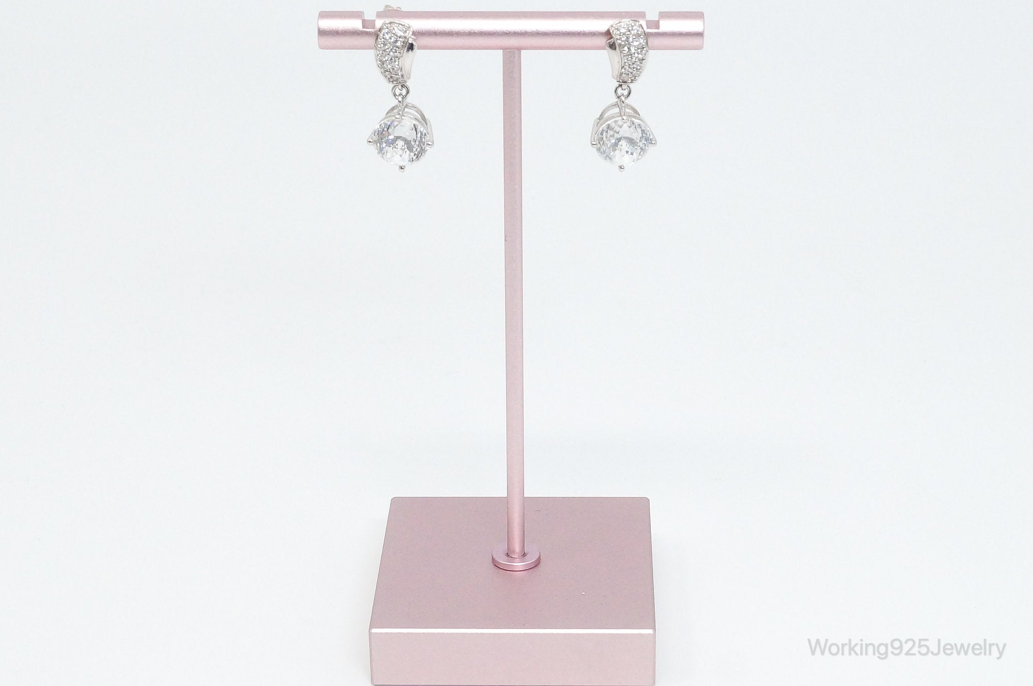 Designer MEDA Cubic Zirconia Sterling Silver Earrings