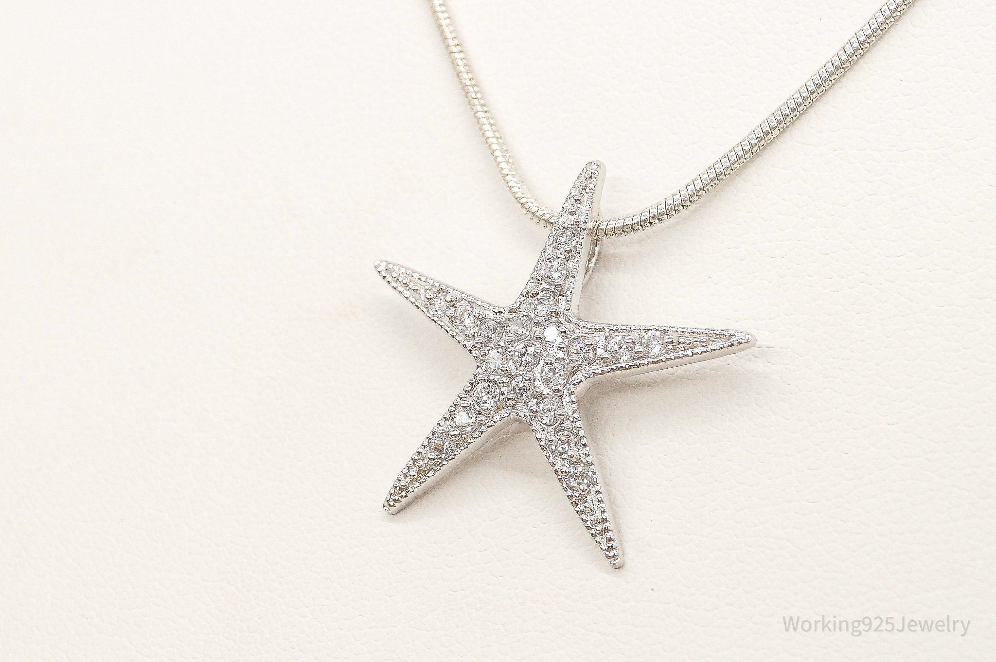 Cubic Zirconia Starfish Sterling Silver Necklace