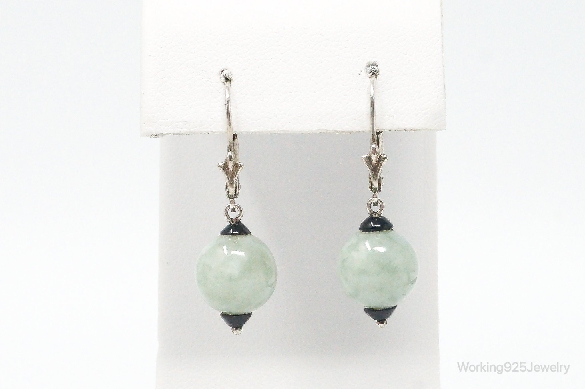 Vintage Jade Sterling Silver Earrings