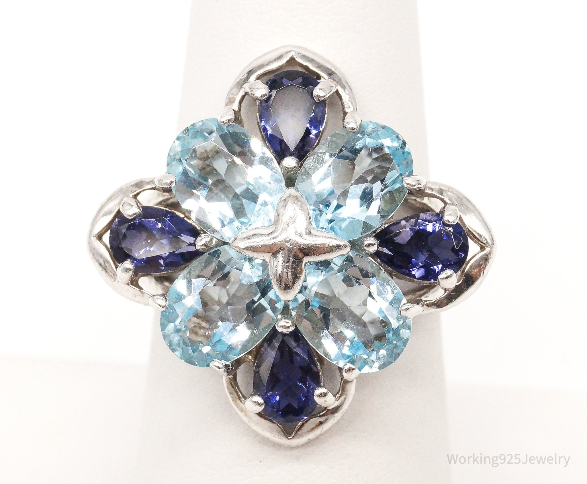 Vintage Blue Topaz Iolite Sterling Silver Ring - Size 6.75