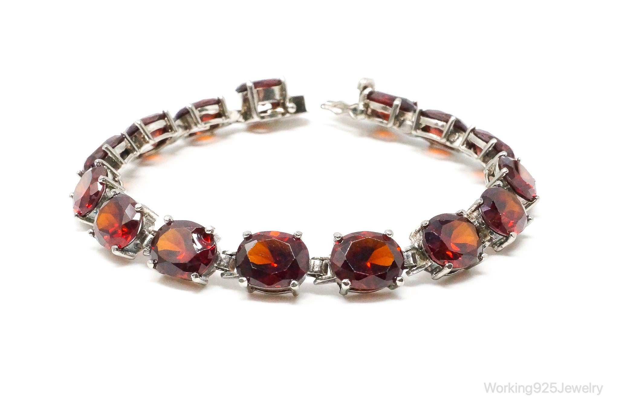 Vintage Garnet Sterling Silver Bracelet