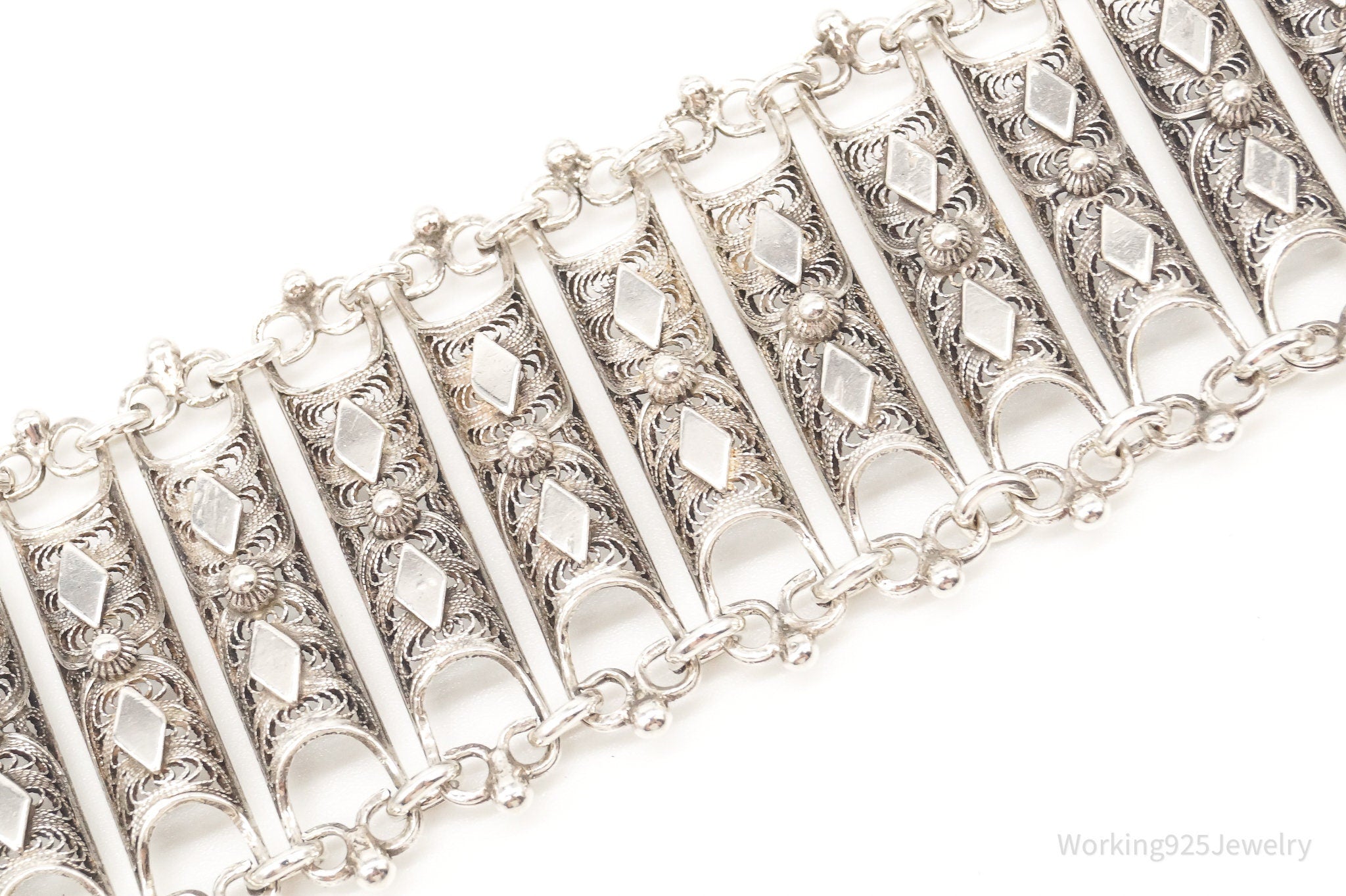 Antique Filigree Ornate Wide 800 Silver Bracelet