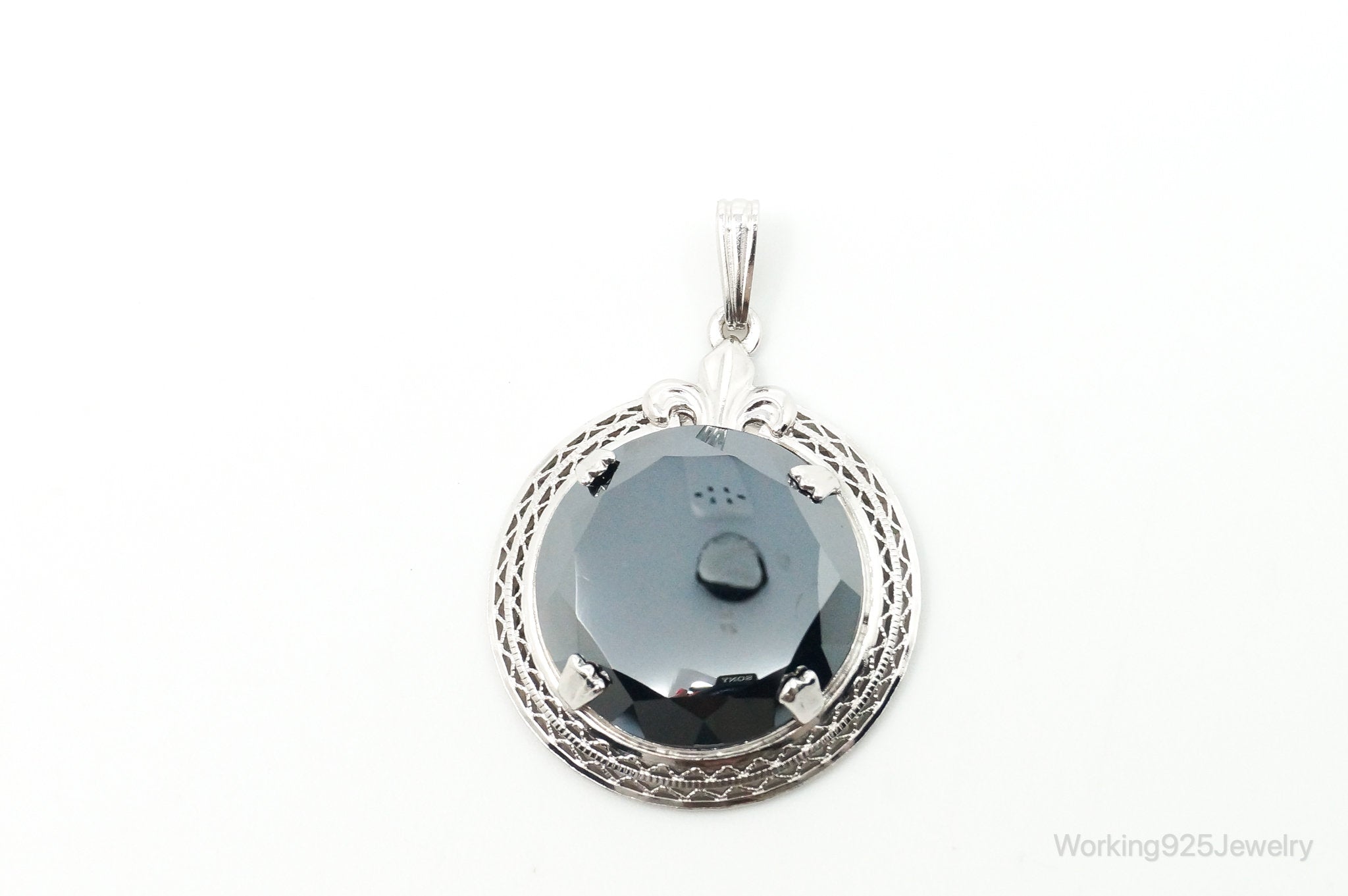 Vintage Designer Sorrento Hematite Sterling Silver Pendant