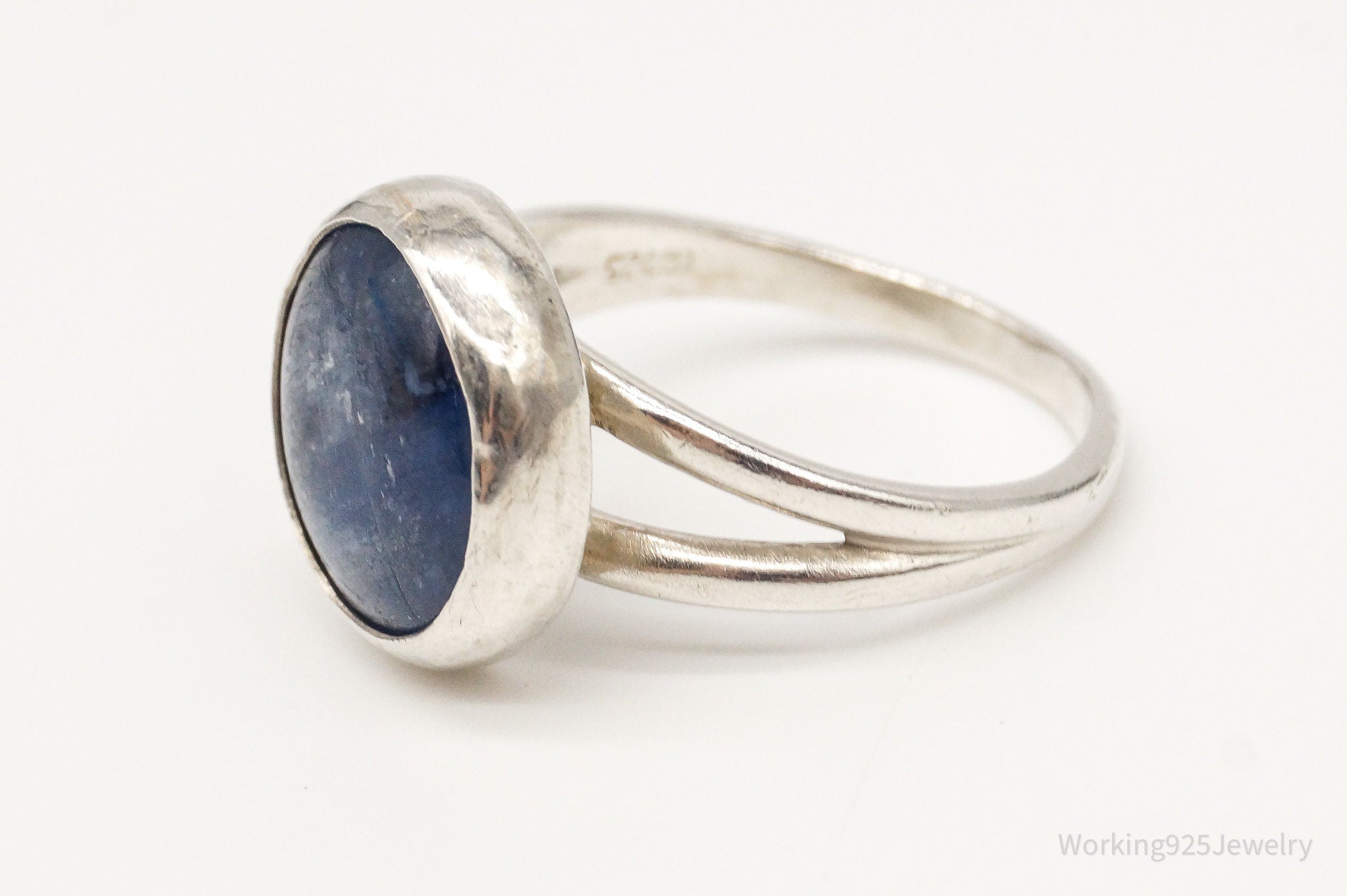 Vintage Blue Kyanite Modernist Sterling Silver Ring - Size 8.25