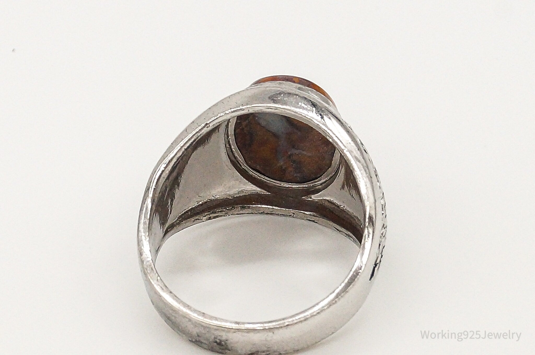 Antique Designer Clark Coombs Jasper Sterling Silver Ring - Size 12