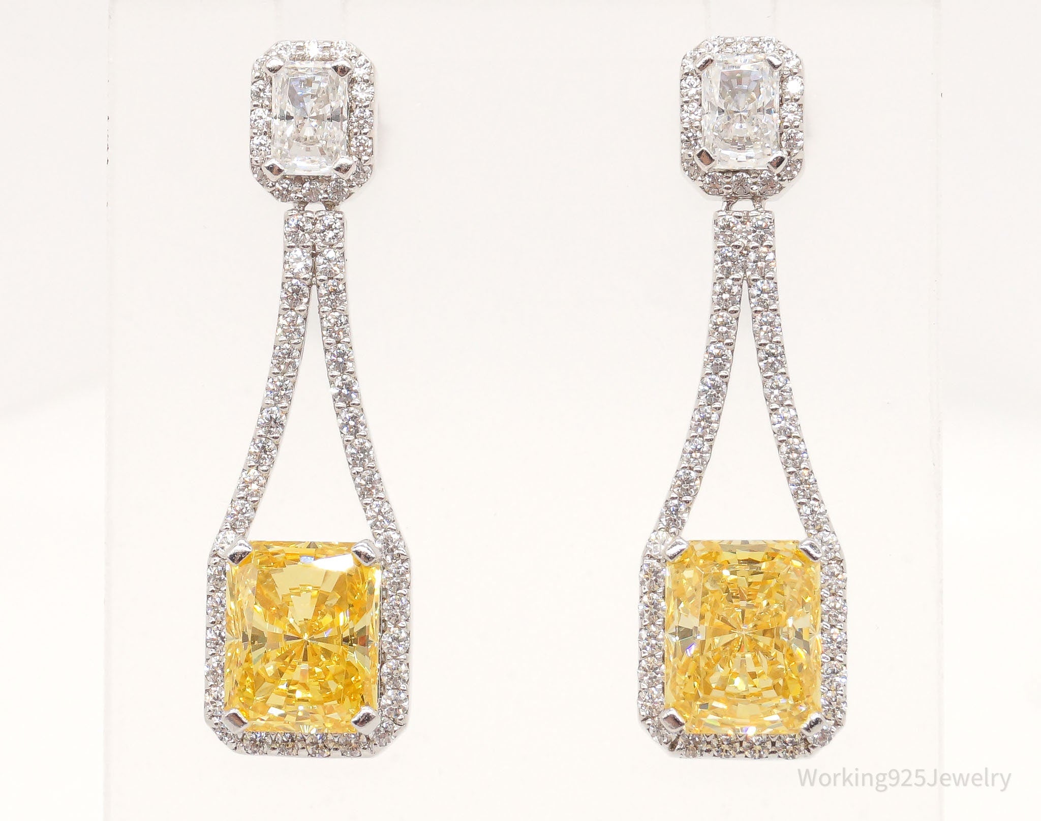 Daniel K Clear & Canary Simulated Diamond Rhodium Finish SterlingSilver Earrings