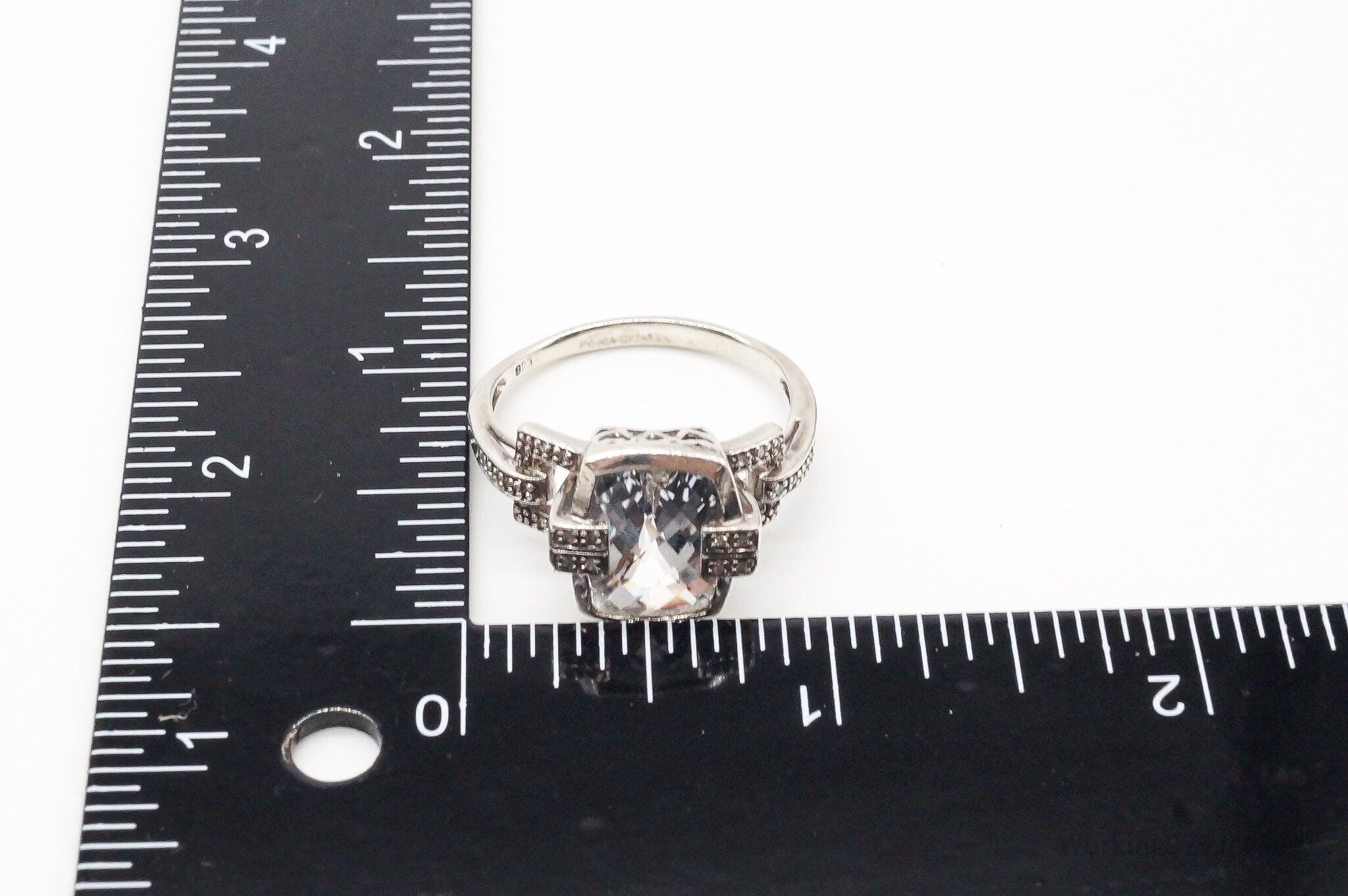 Vintage Cubic Zirconia Sterling Silver Ring - Size 12.25