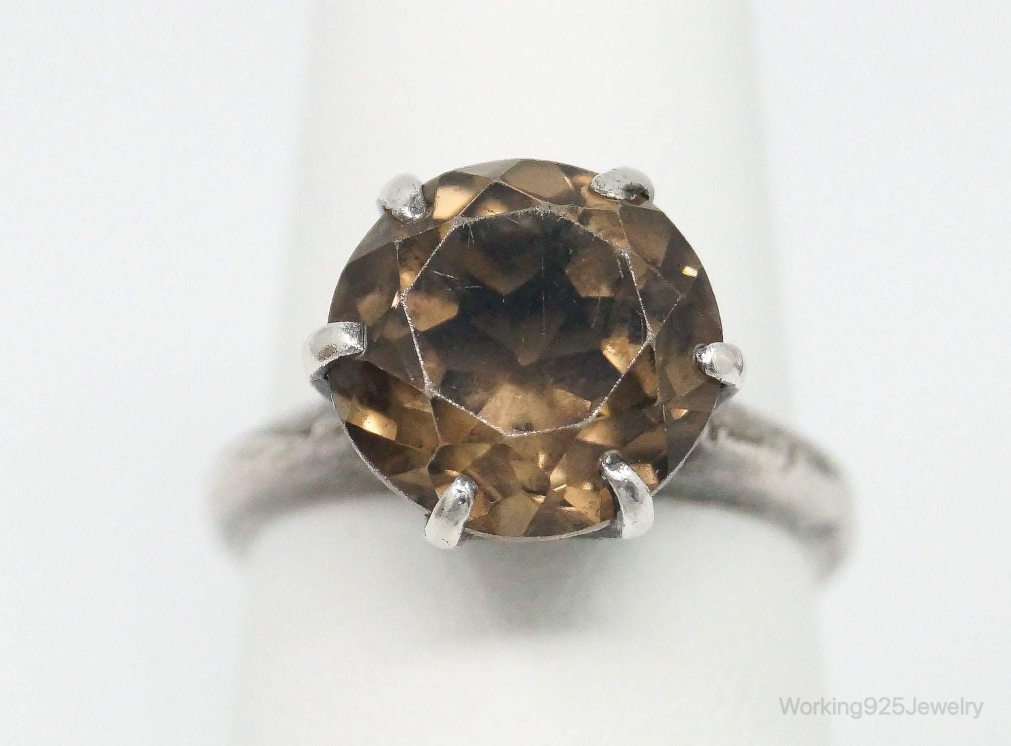 Antique Smoky Topaz Sterling Silver Ring - Size 5.25