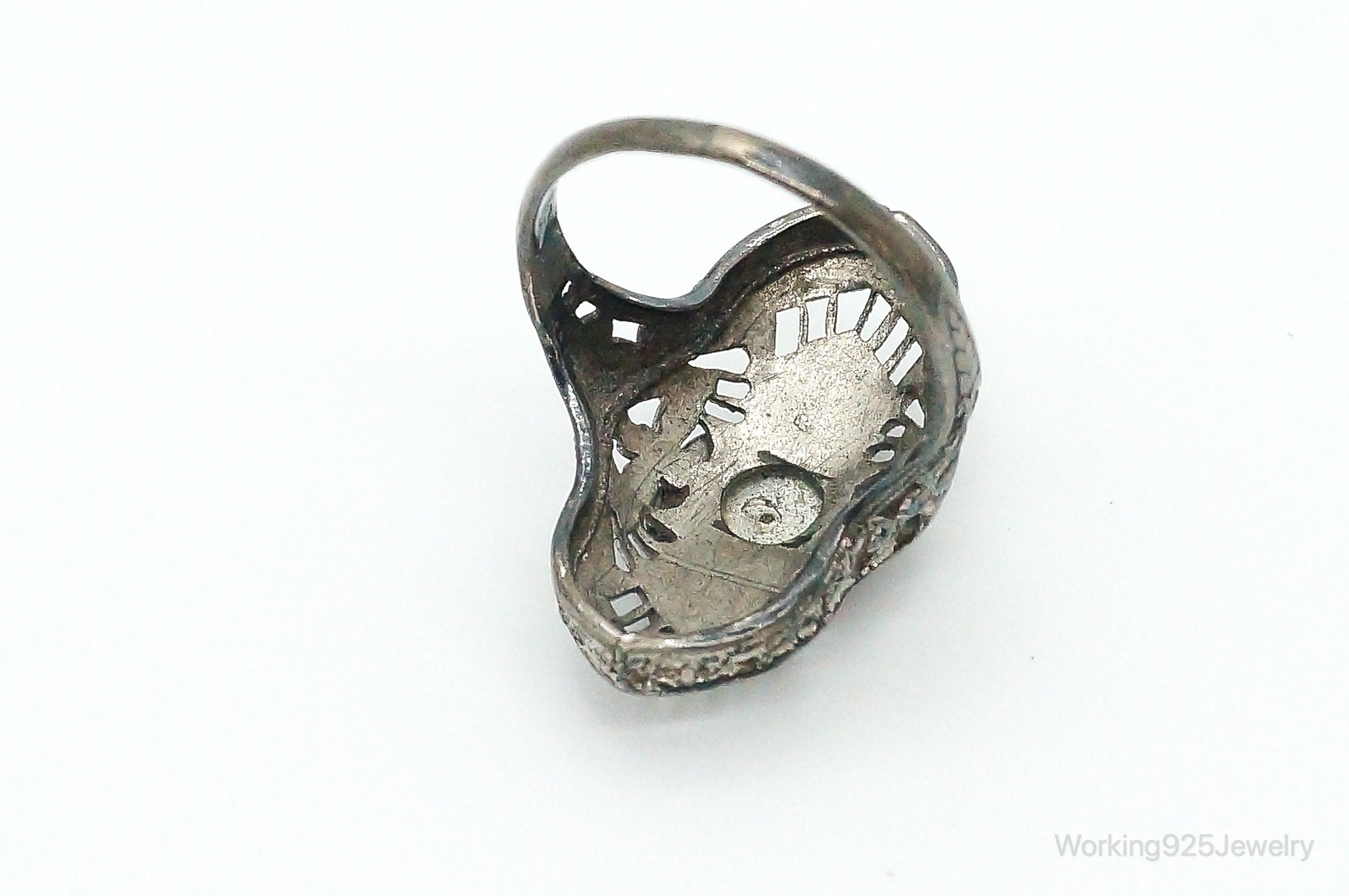 Antique Rhinestone Sterling Silver Ring - Size 5.75