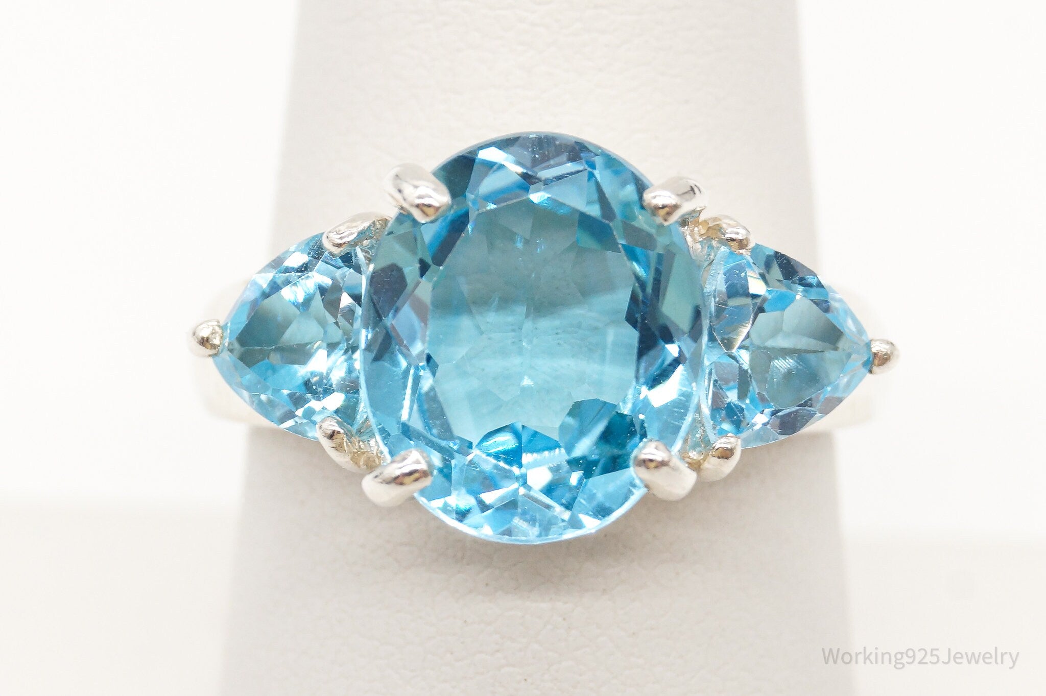 Vintage Designer CNA Blue Topaz Sterling Silver Ring - Size 7.75