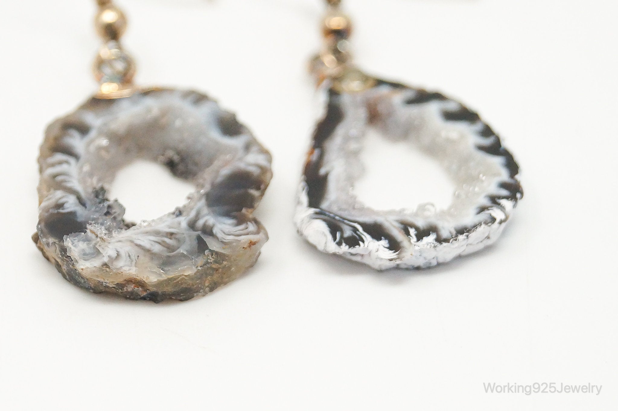 Natural Agate Geode Sterling Silver Earrings