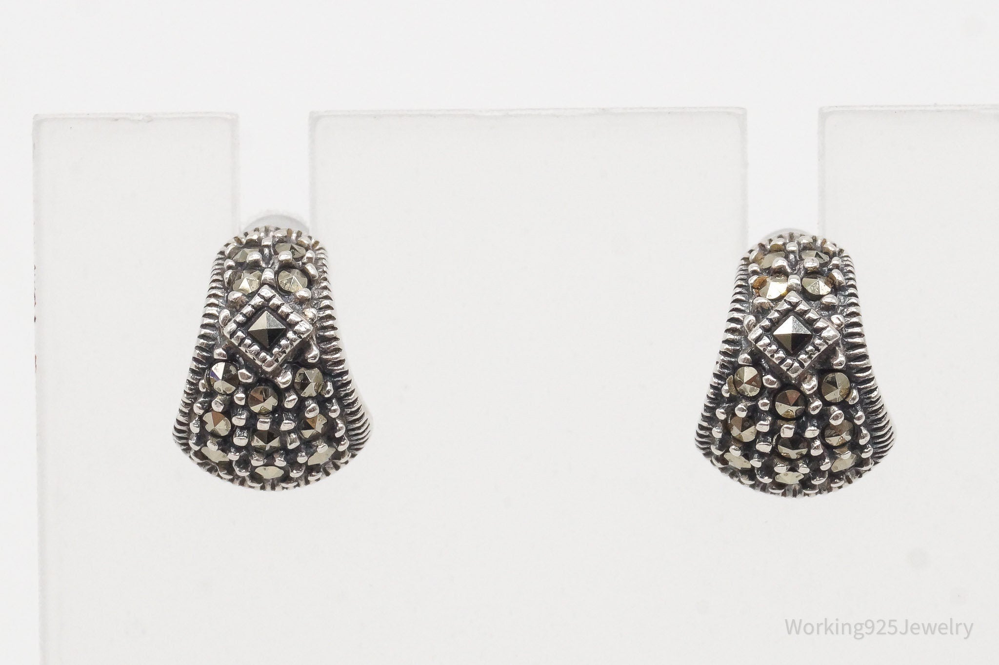 Vintage Designer Judith Jack Marcasite Sterling Silver Earrings