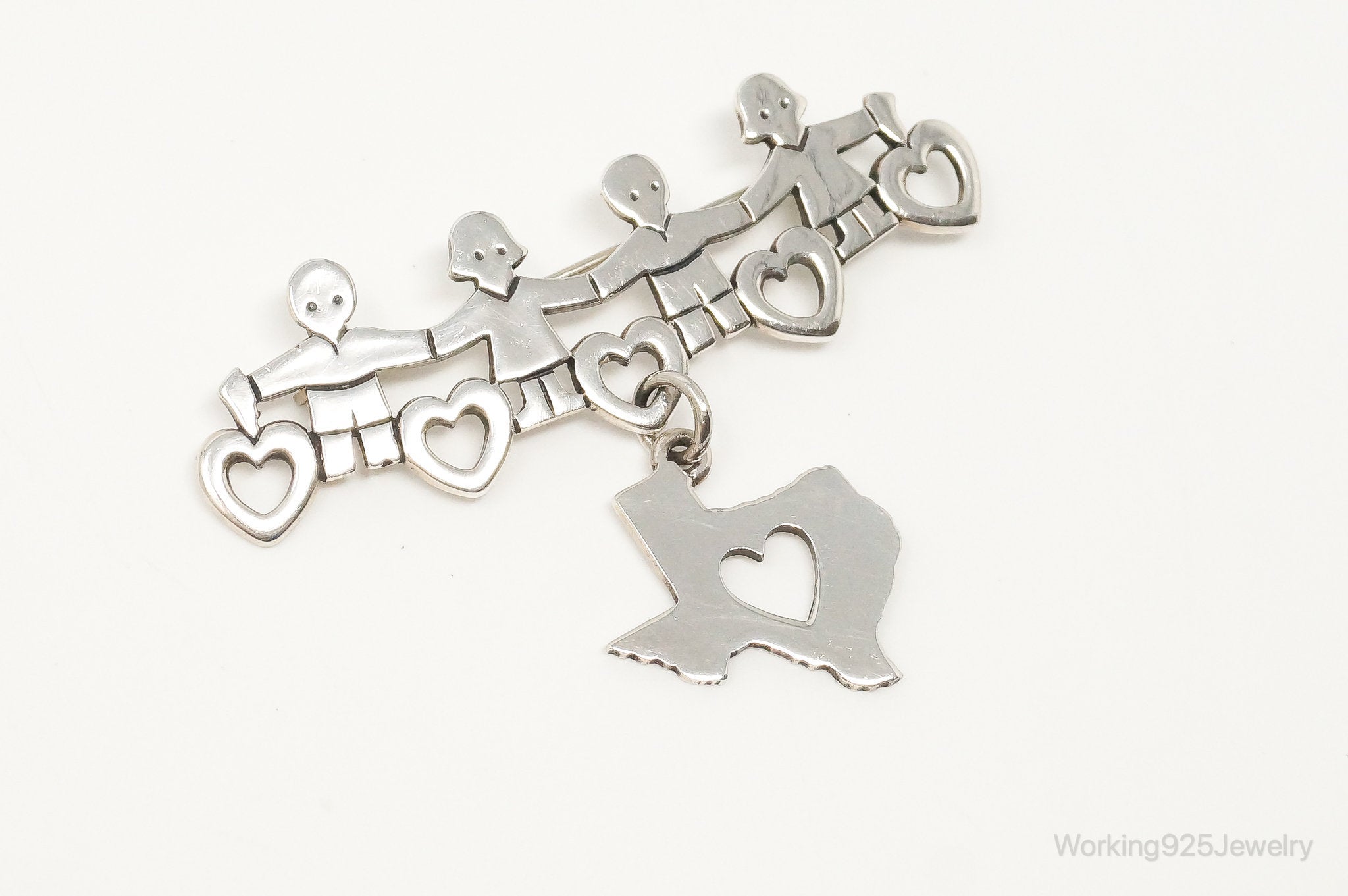 Designer James Avery Children Sterling Silver Brooch Pin & Texas Charm