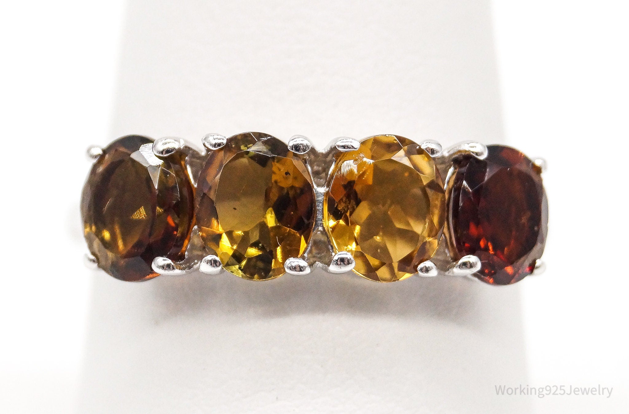 Vintage Designer TGGC Citrine Sterling Silver Ring - Size 8