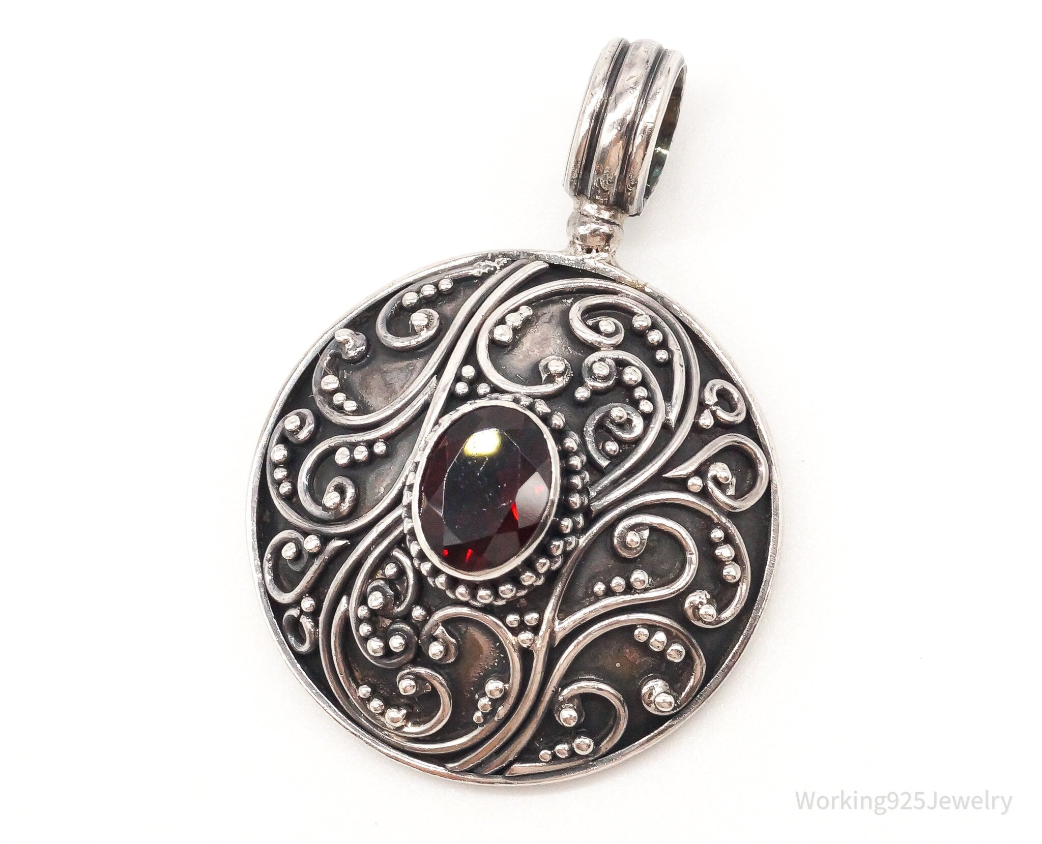 Large Designer BA Suarti Garnet Sterling Silver Pendant