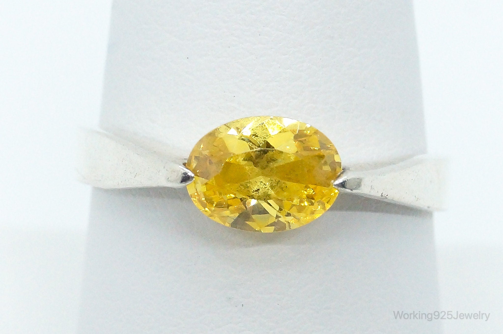 Vintage Citrine Sterling Silver Ring - Size 8.25