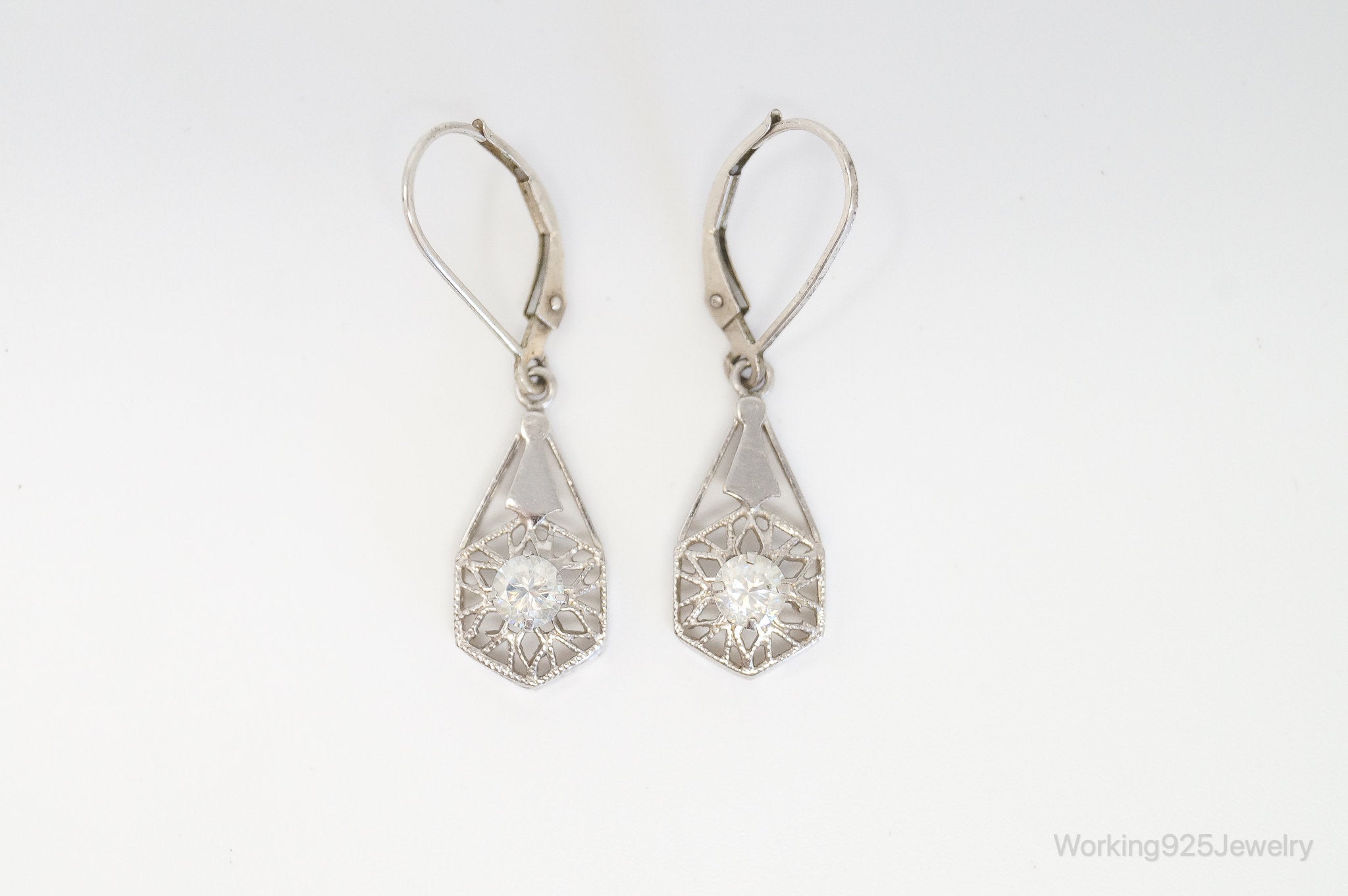 Vintage Cubic Zirconia Sterling Silver Earrings