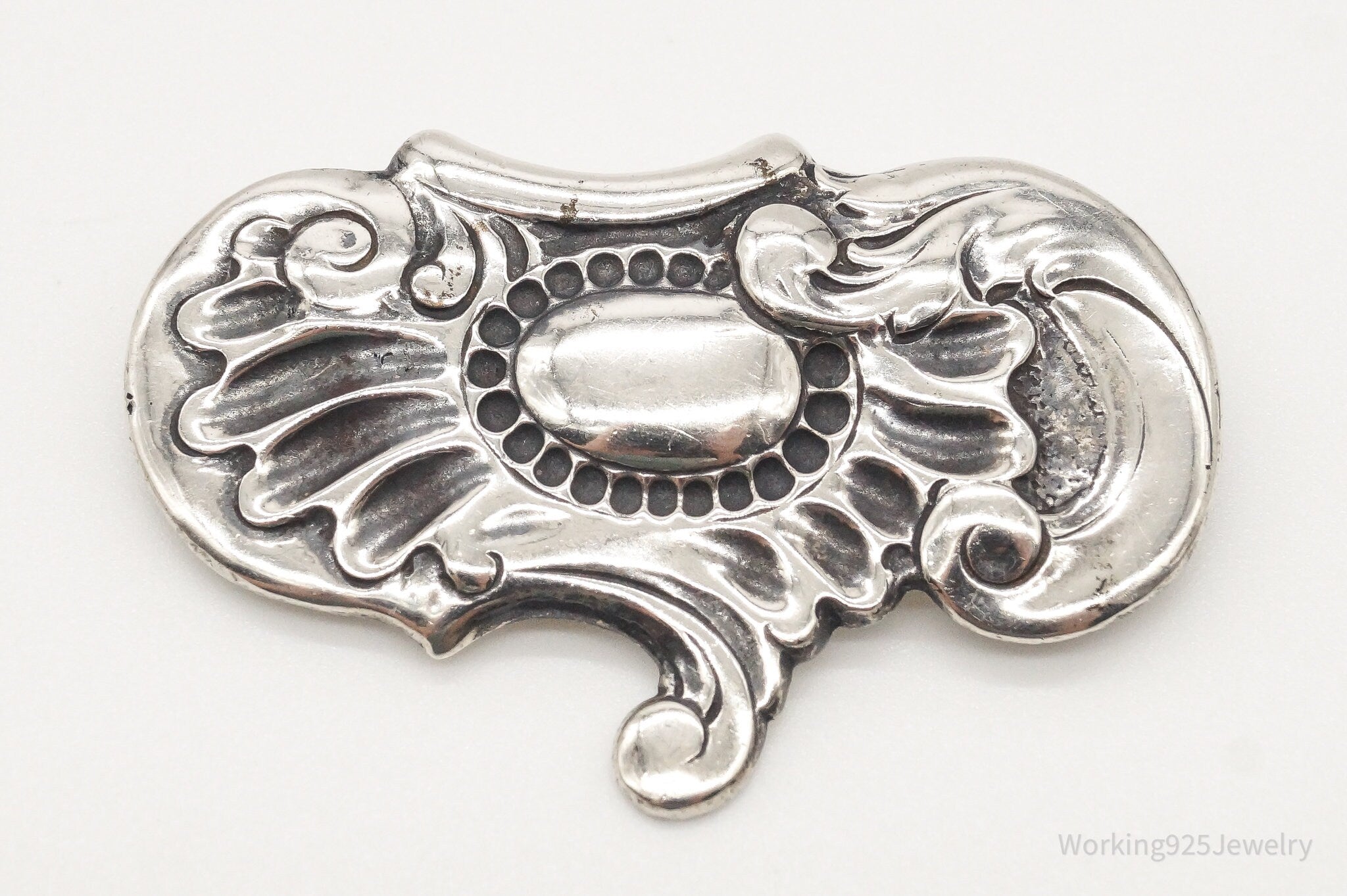 Antique Art Nouveau Silver Floral Pin Brooch