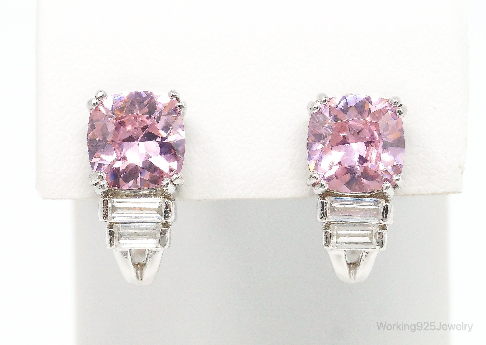 Ross Simons Pink Topaz Cubic Zirconia Sterling Silver Earrings