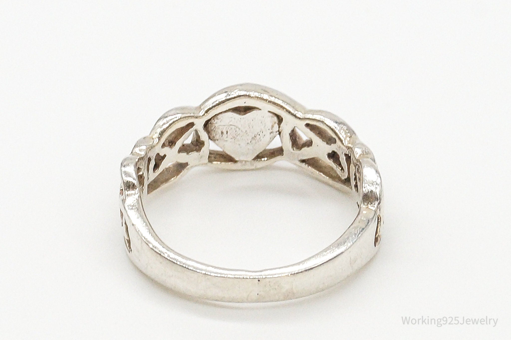 Vintage Heart Celtic Knot Design Sterling Silver Band Ring - Size 5.5